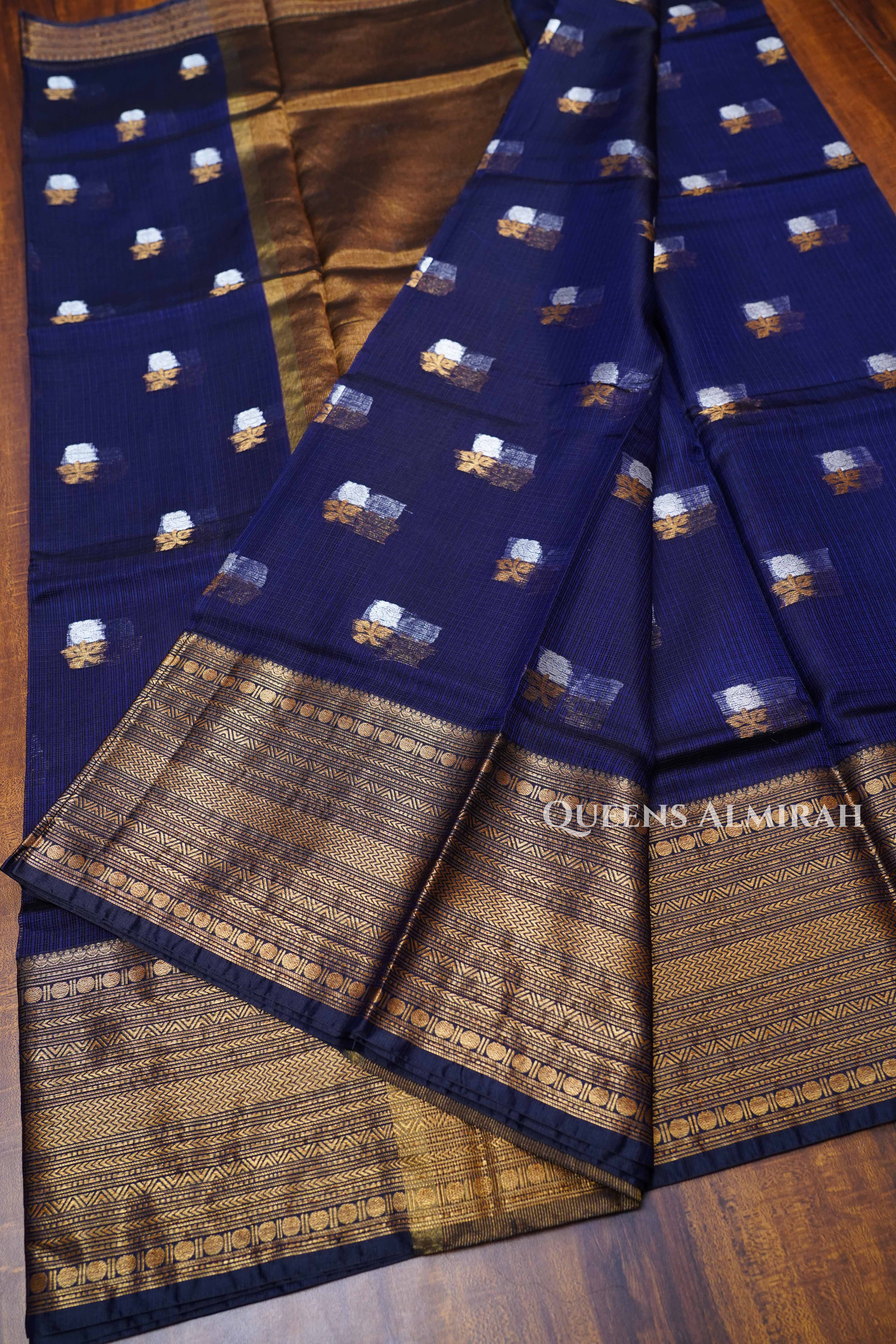 Dark Navy Pure Kota Silk Saree