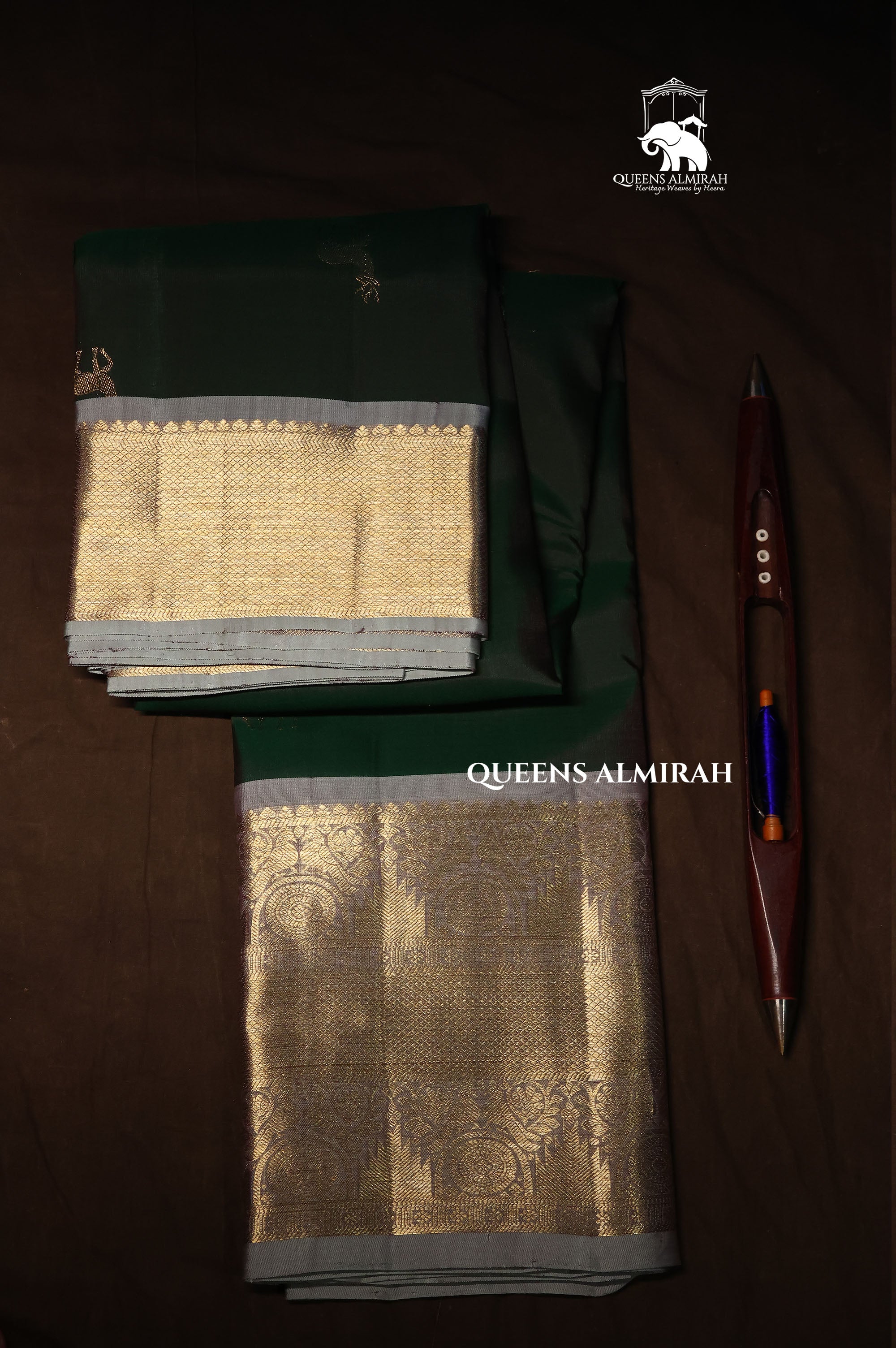 Bottle Green With Grey Budget Kanchivaram Silk Saree