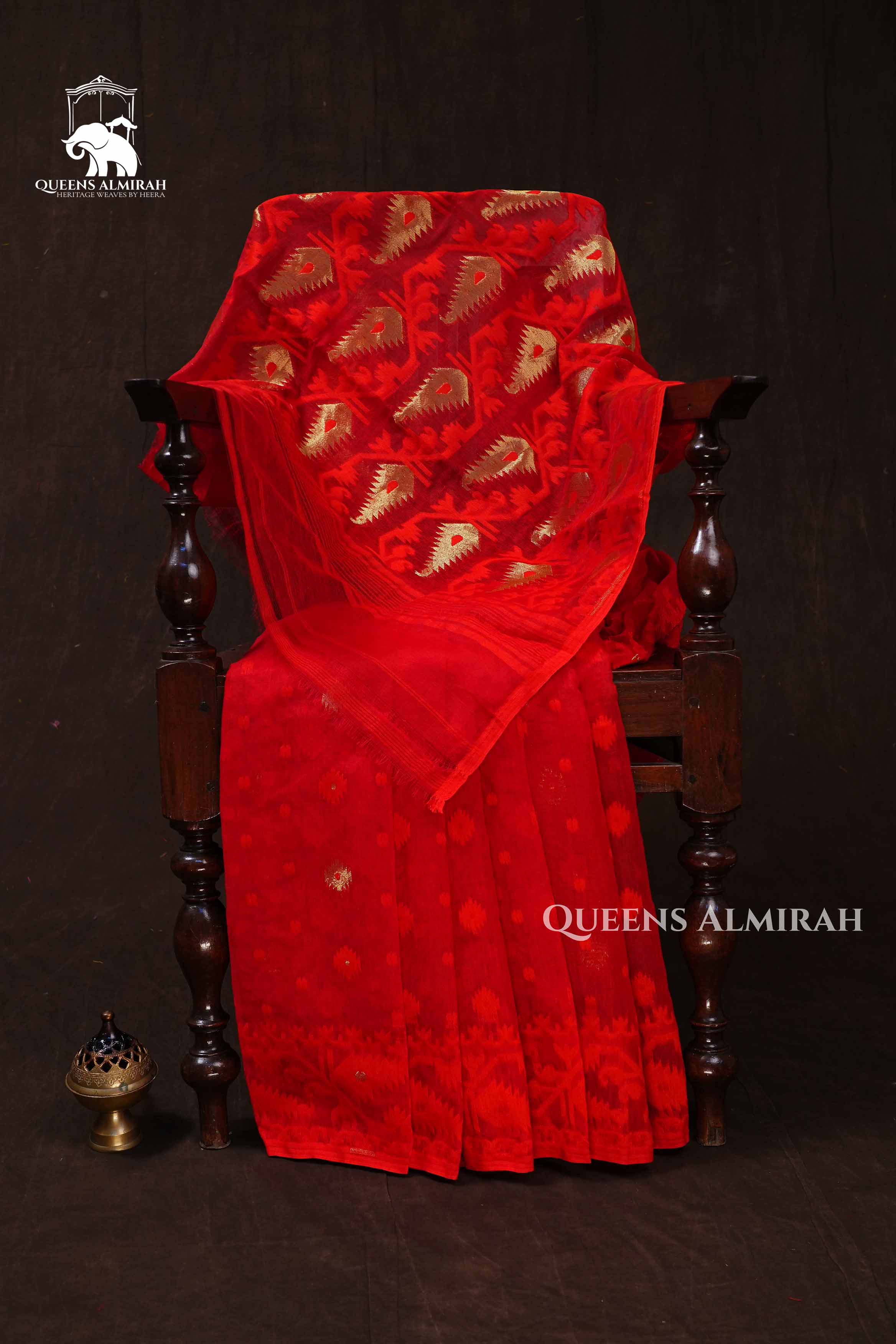 Red Jamdani Cottoon Saree