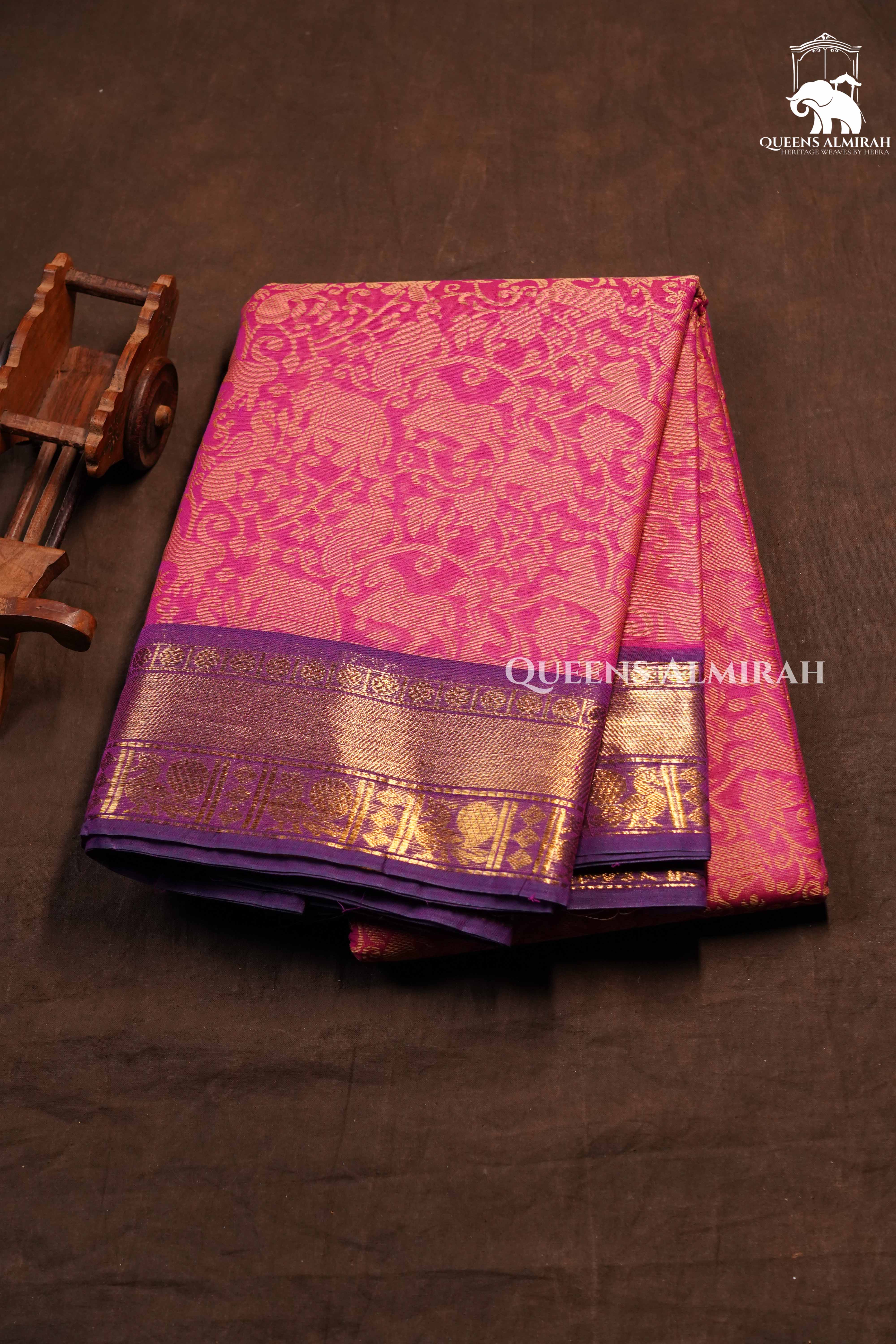 Magenta Pink With Purple Kanchi Cotton Saree