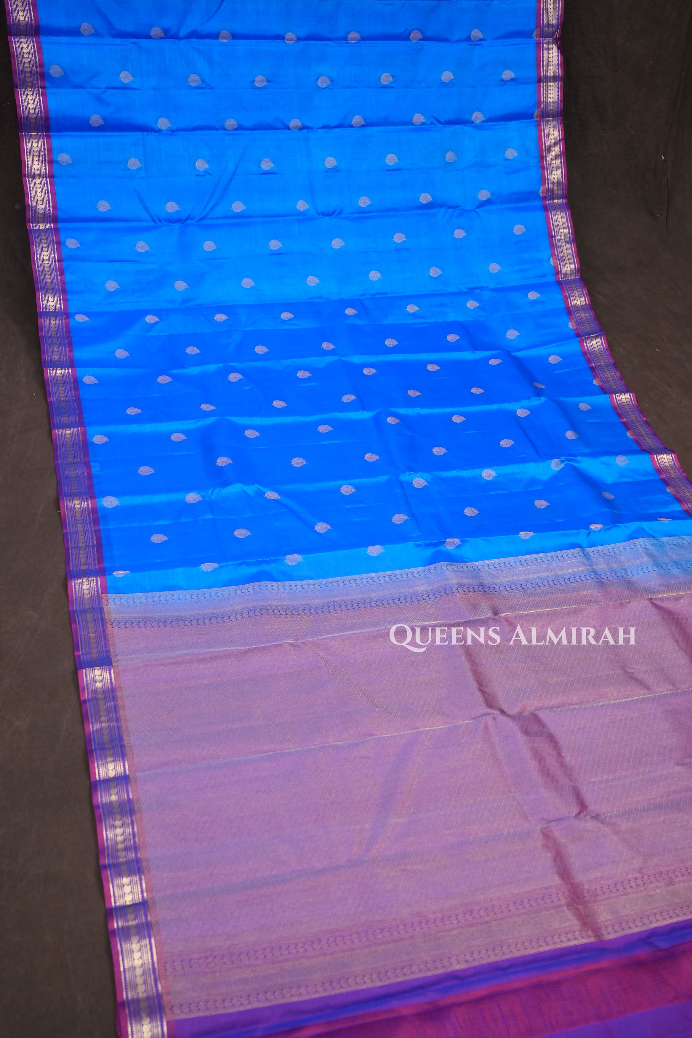 Blue With Purple Pure Kanchivaram Silk Saree