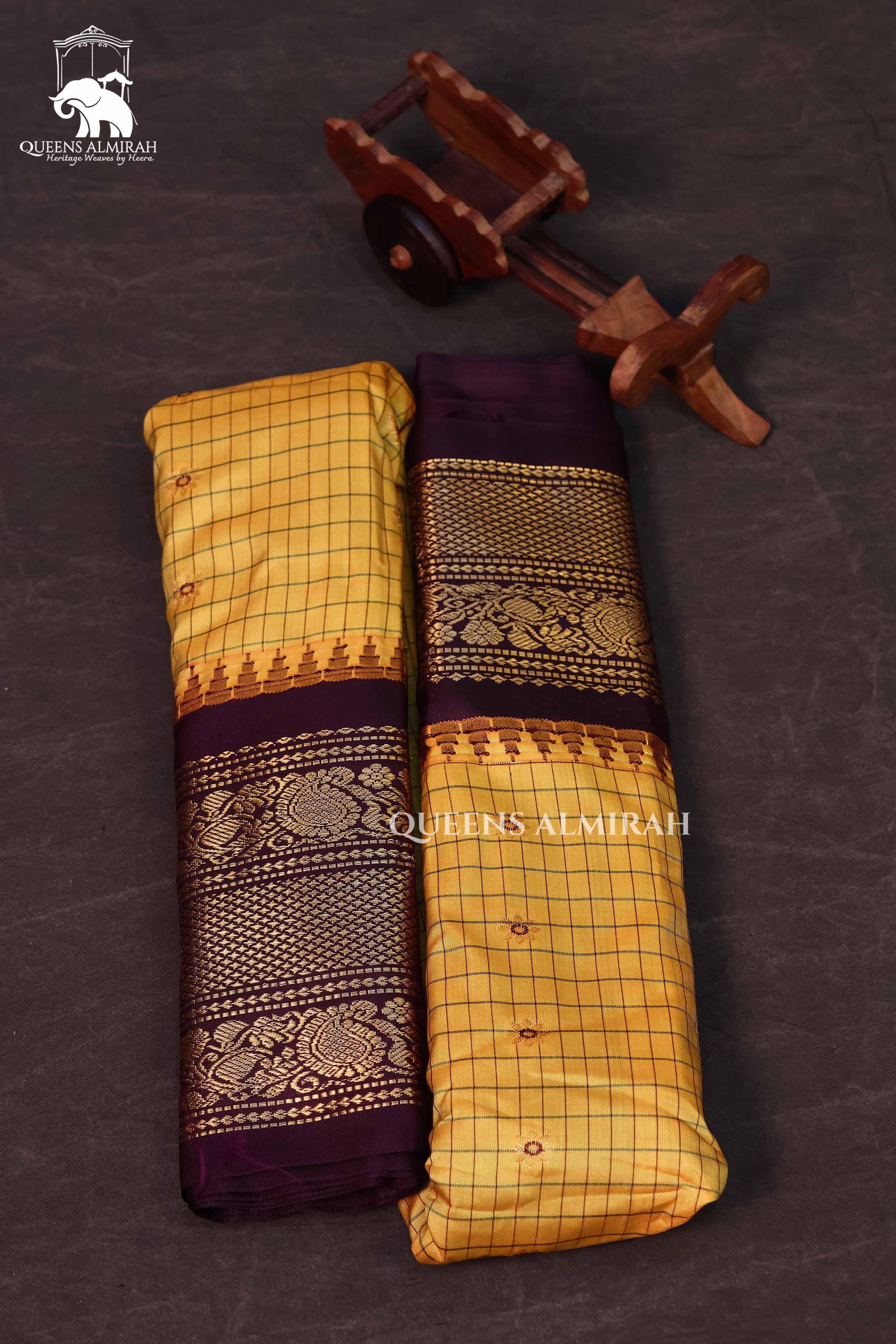 Yelllow Kattam With Brown Semi Gadwal Silk Saree
