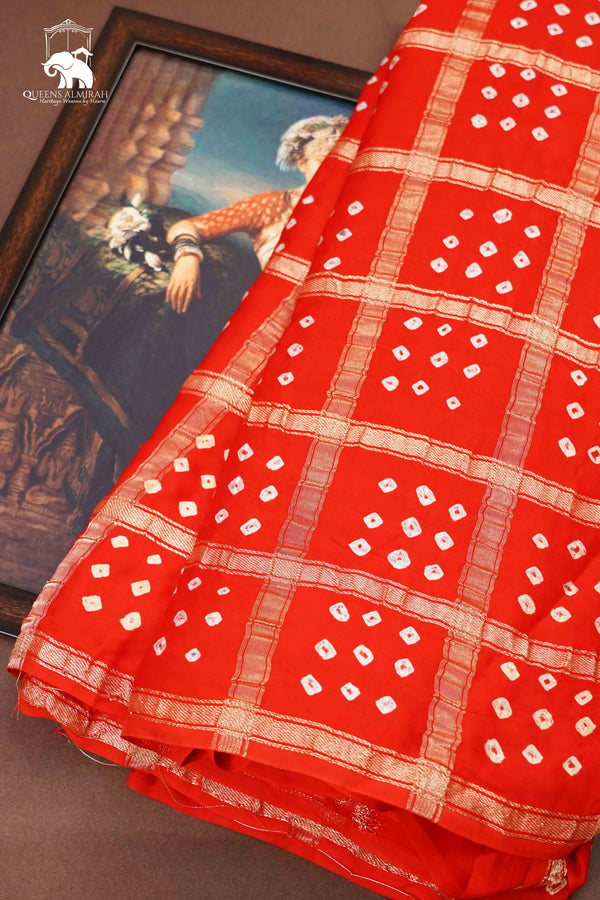 TOMATO RED MODAL SILK SAREE - Queens Jewel Emporium