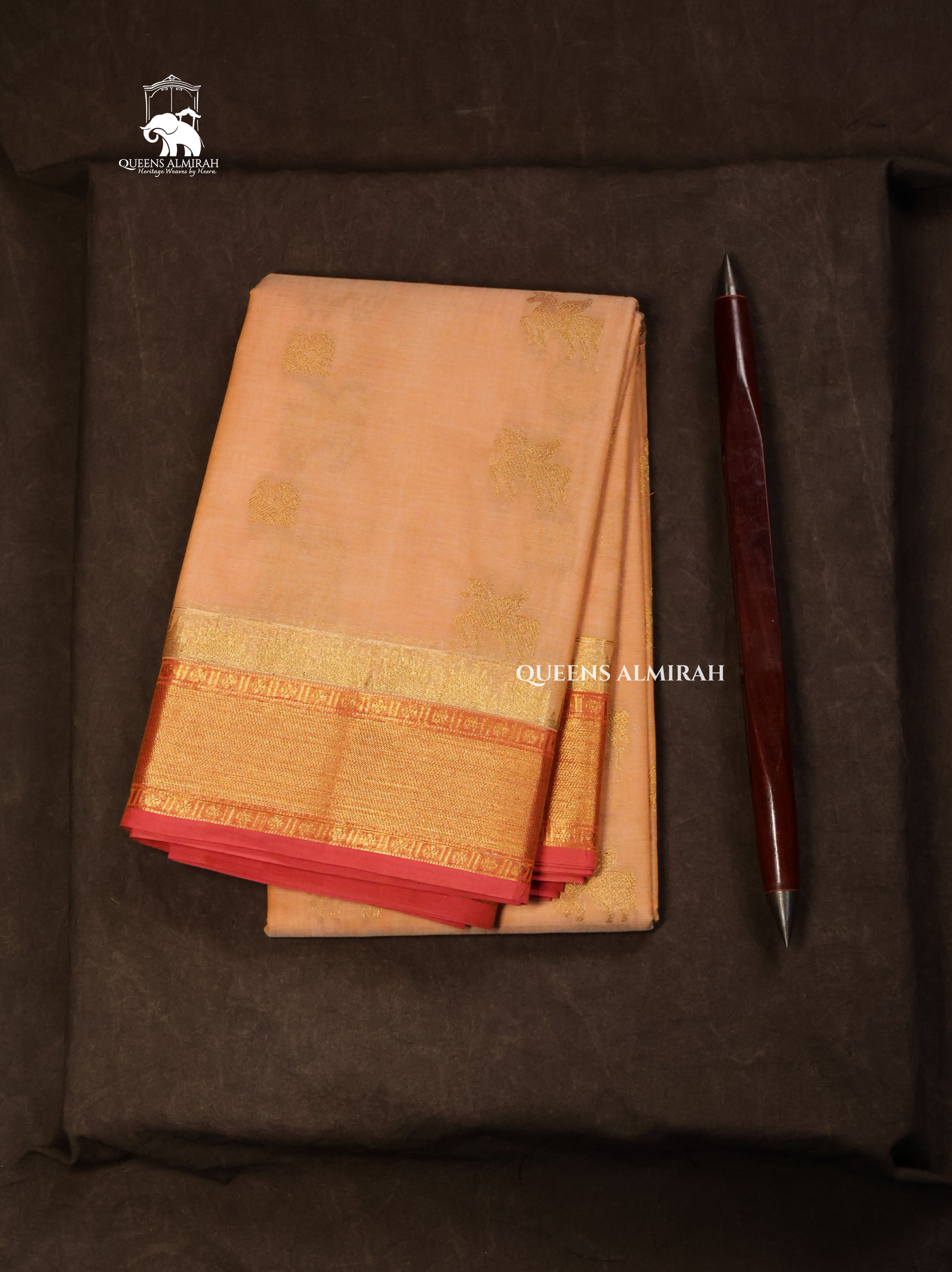 Peach Orange Kanchi Cotton Saree