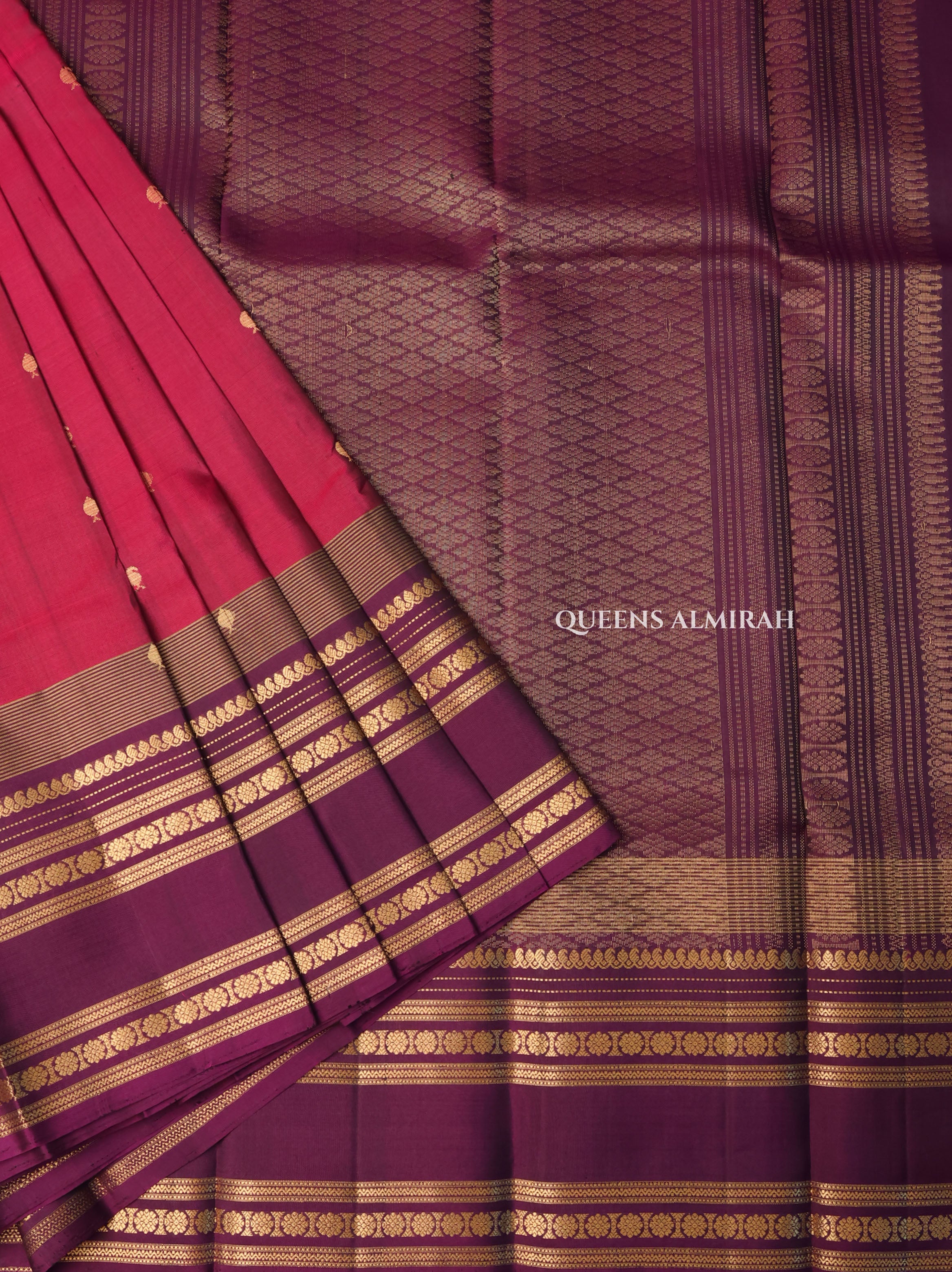 Velvet Maroon With Purple Pure Kanchivaram Silk Saree