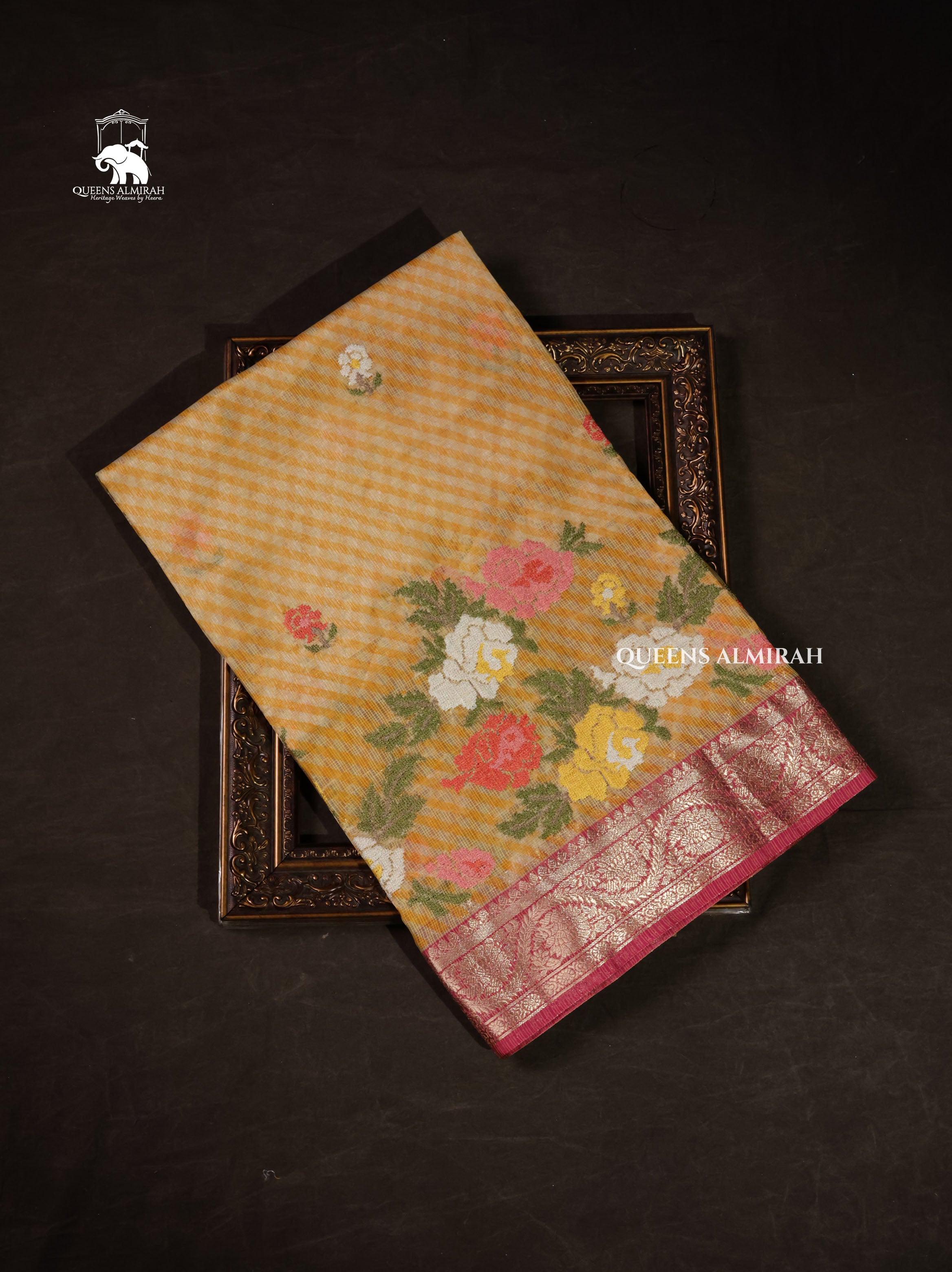 Yellow With Pink Semi Kota Silk Cotton Saree