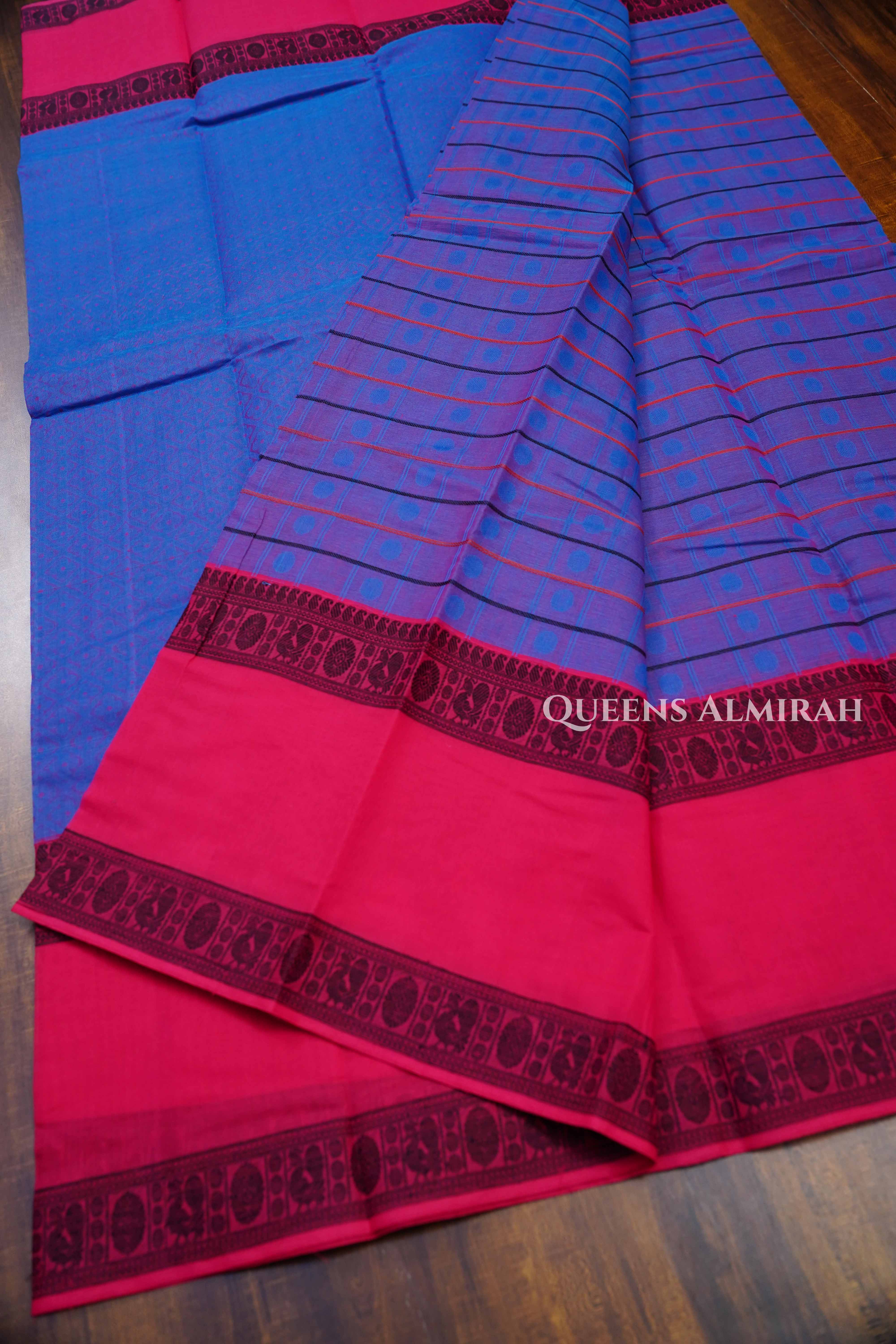Purple With Pink Chettinad Cotton Saree