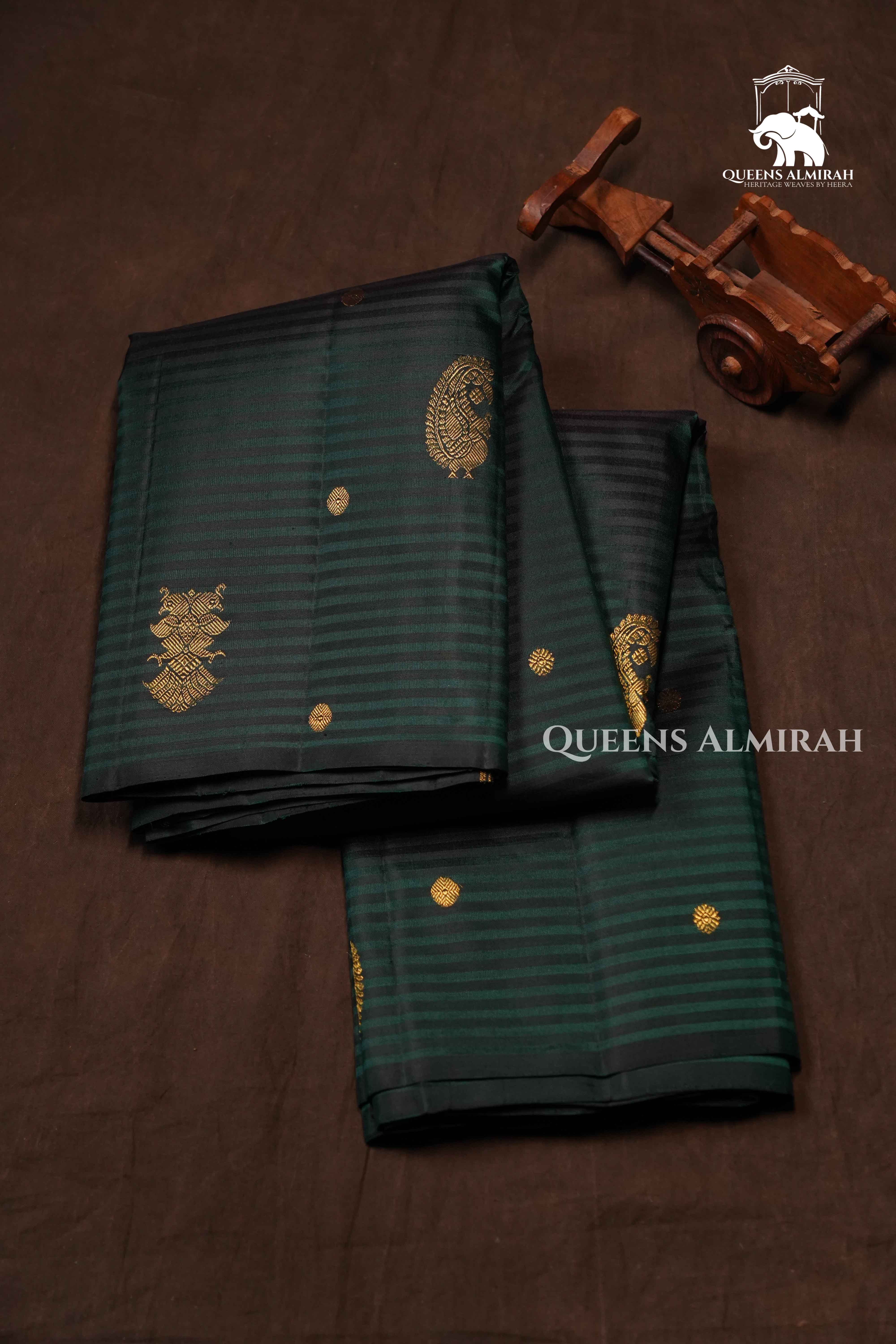 Bottle Green Pure Kanchivaram Silk Saree