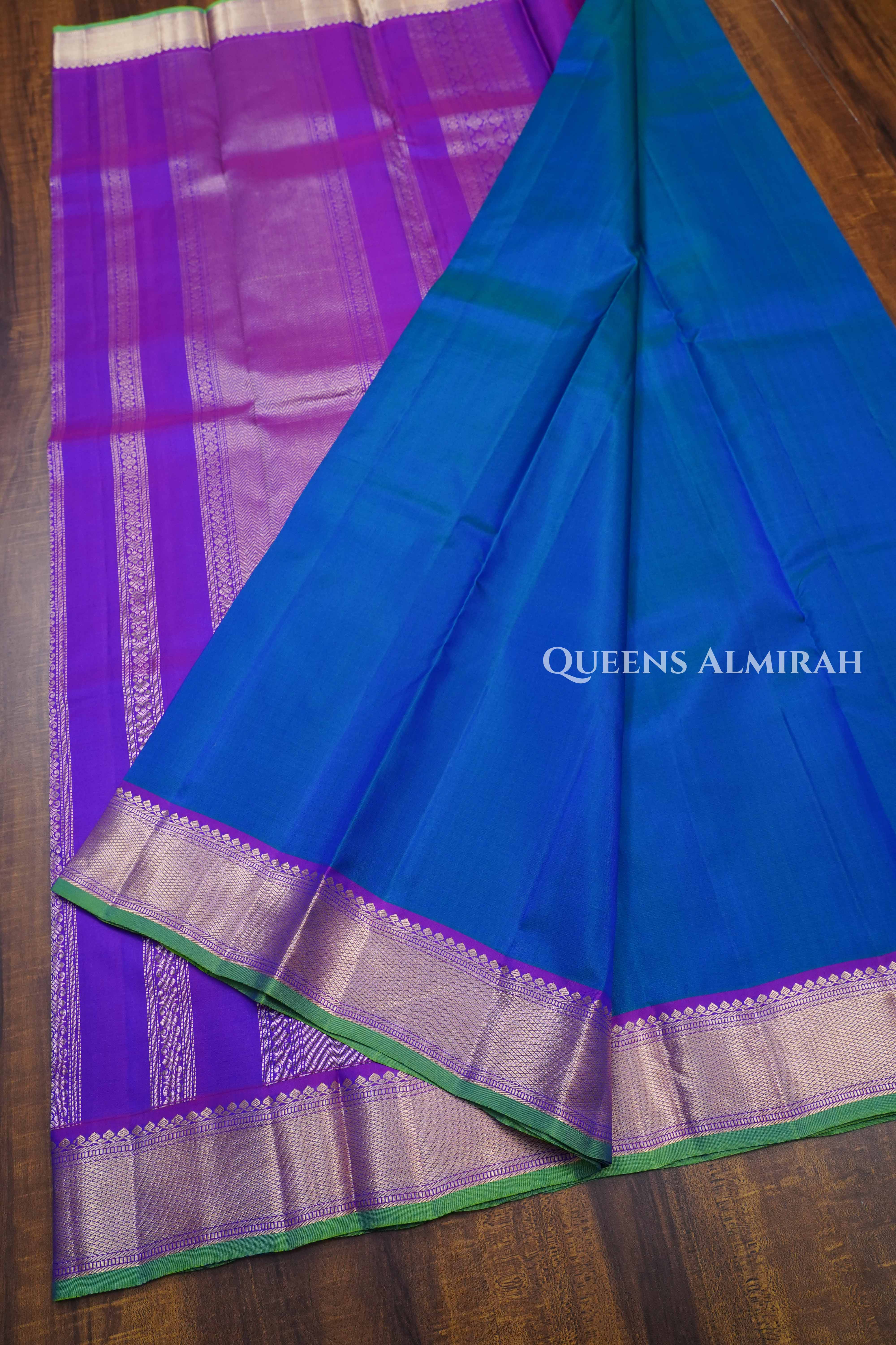 Peacock Blue Pure Kanchivaram Silk Saree
