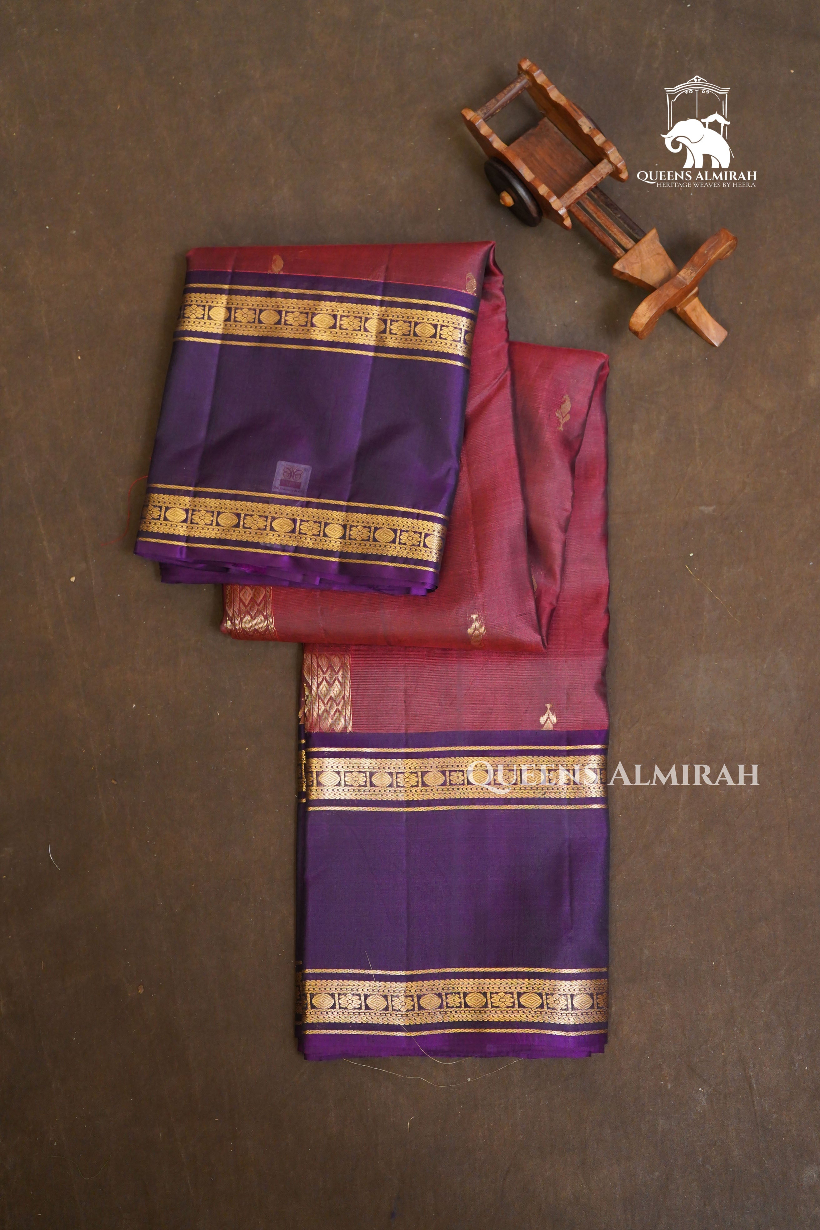 Chocolate Brown With Purple Pure Kanchivaram Silk Saree