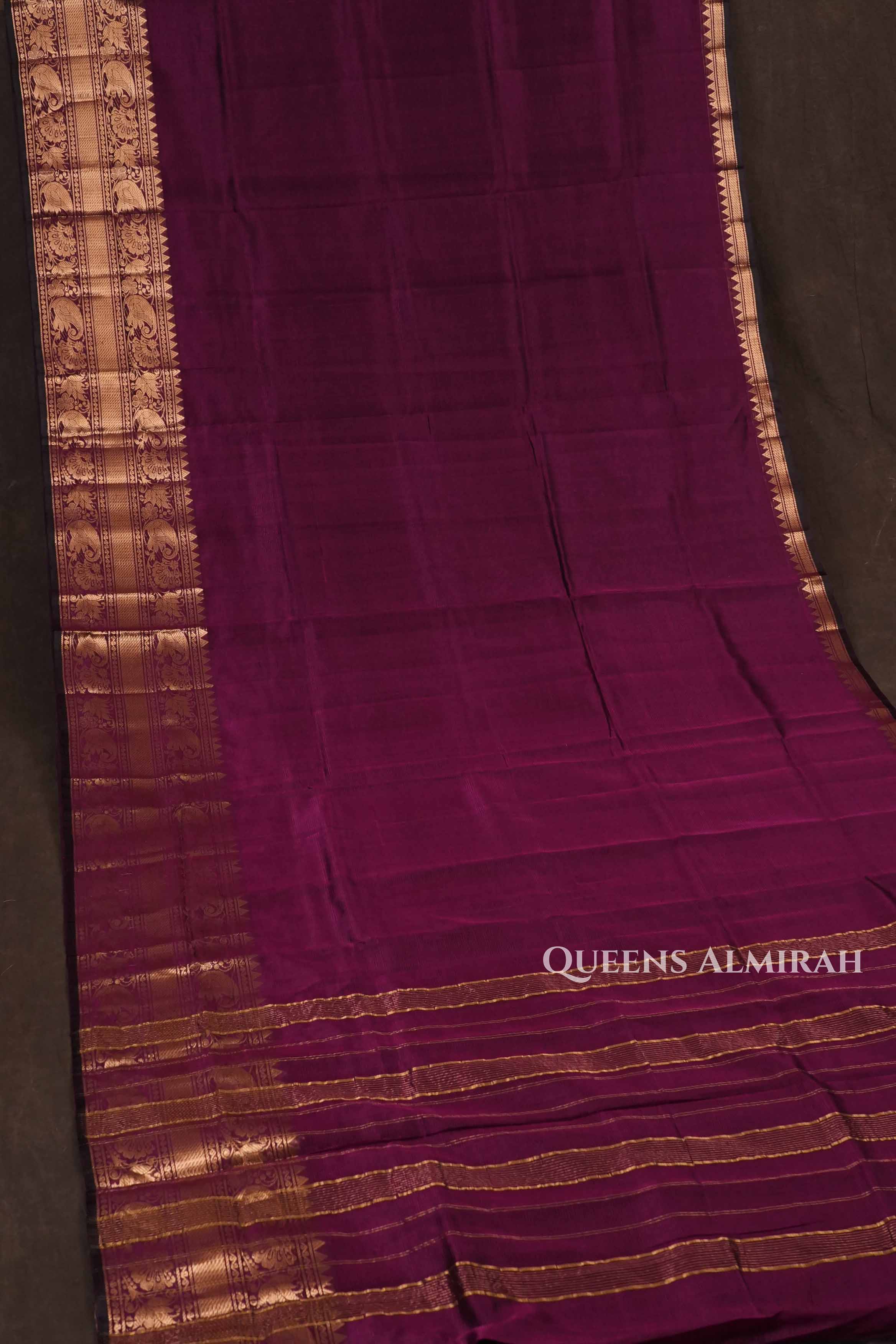 Purple Pure Silk Cotton Saree
