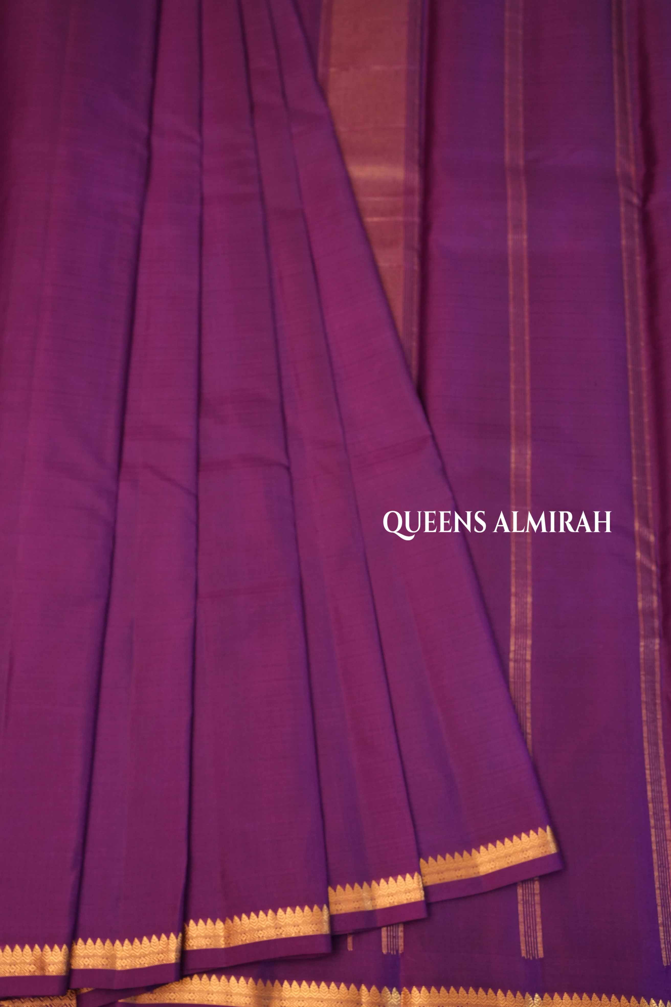 Purple With Thin Border Pure Kanchivaram Silk Saree