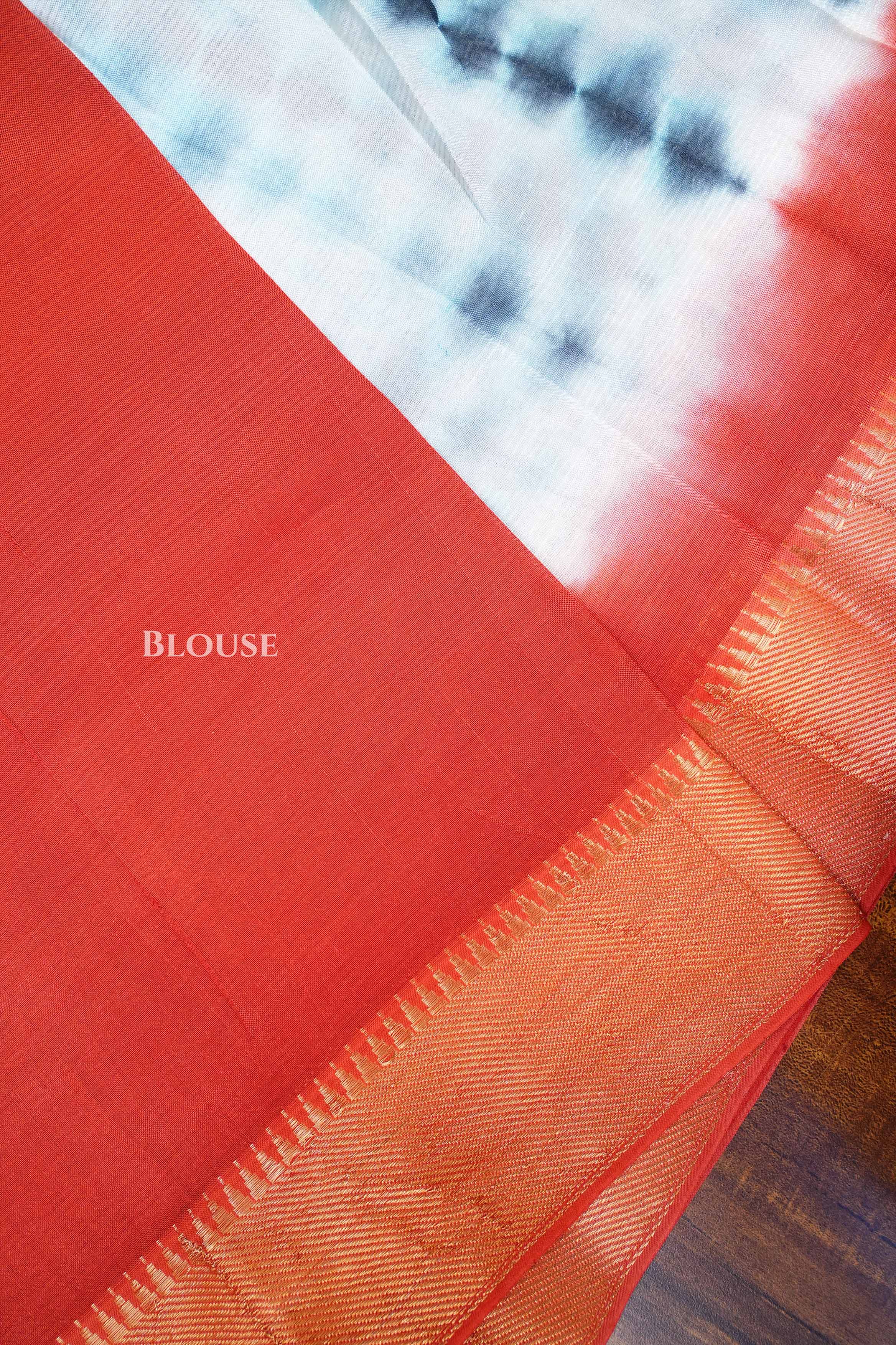 Blue With Red  Shibori Mangalgiri Saree