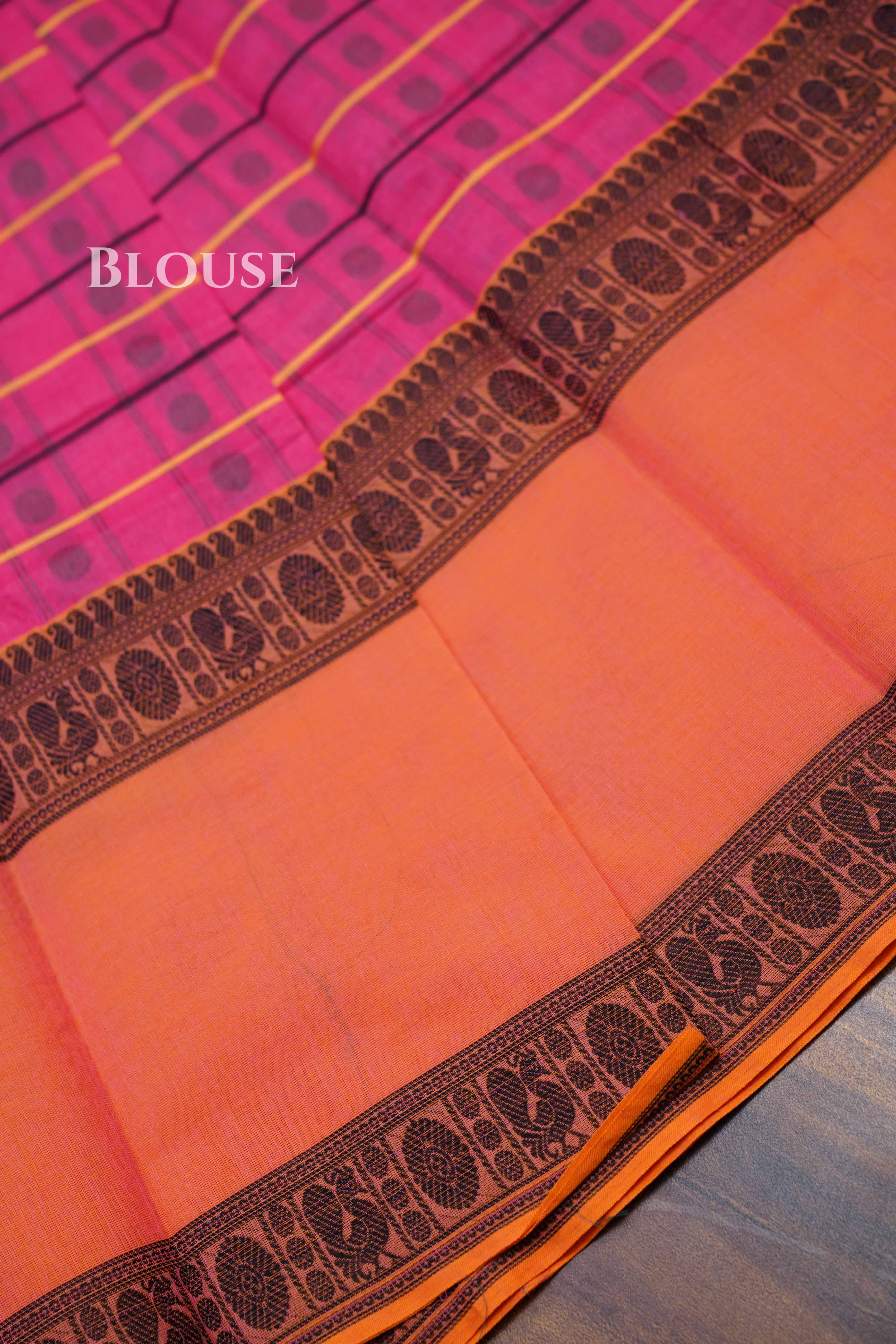 Deep Carmine Chettinad Cotton Saree