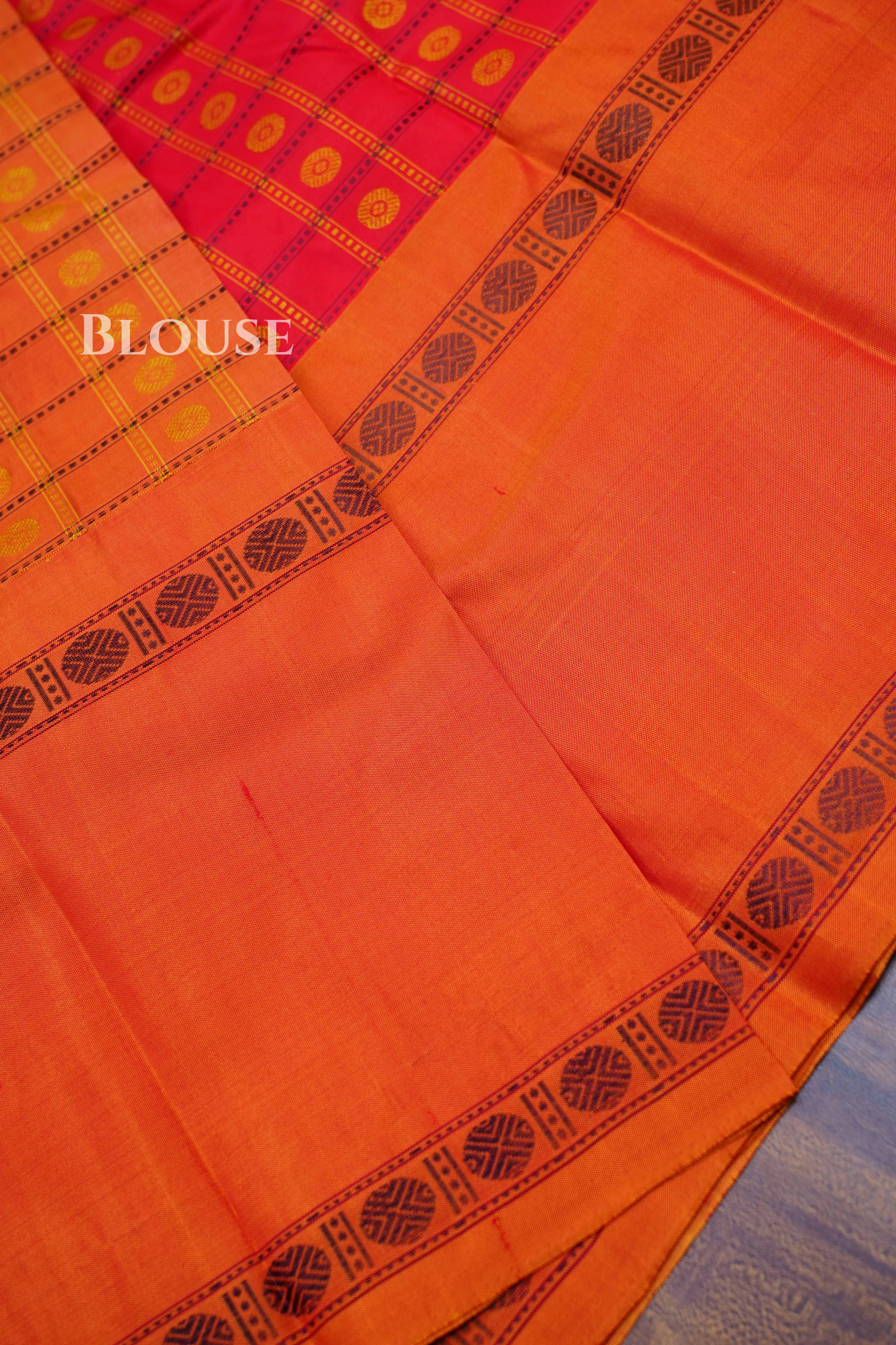 Tomato Red Pure Kanchivaram Silk Saree