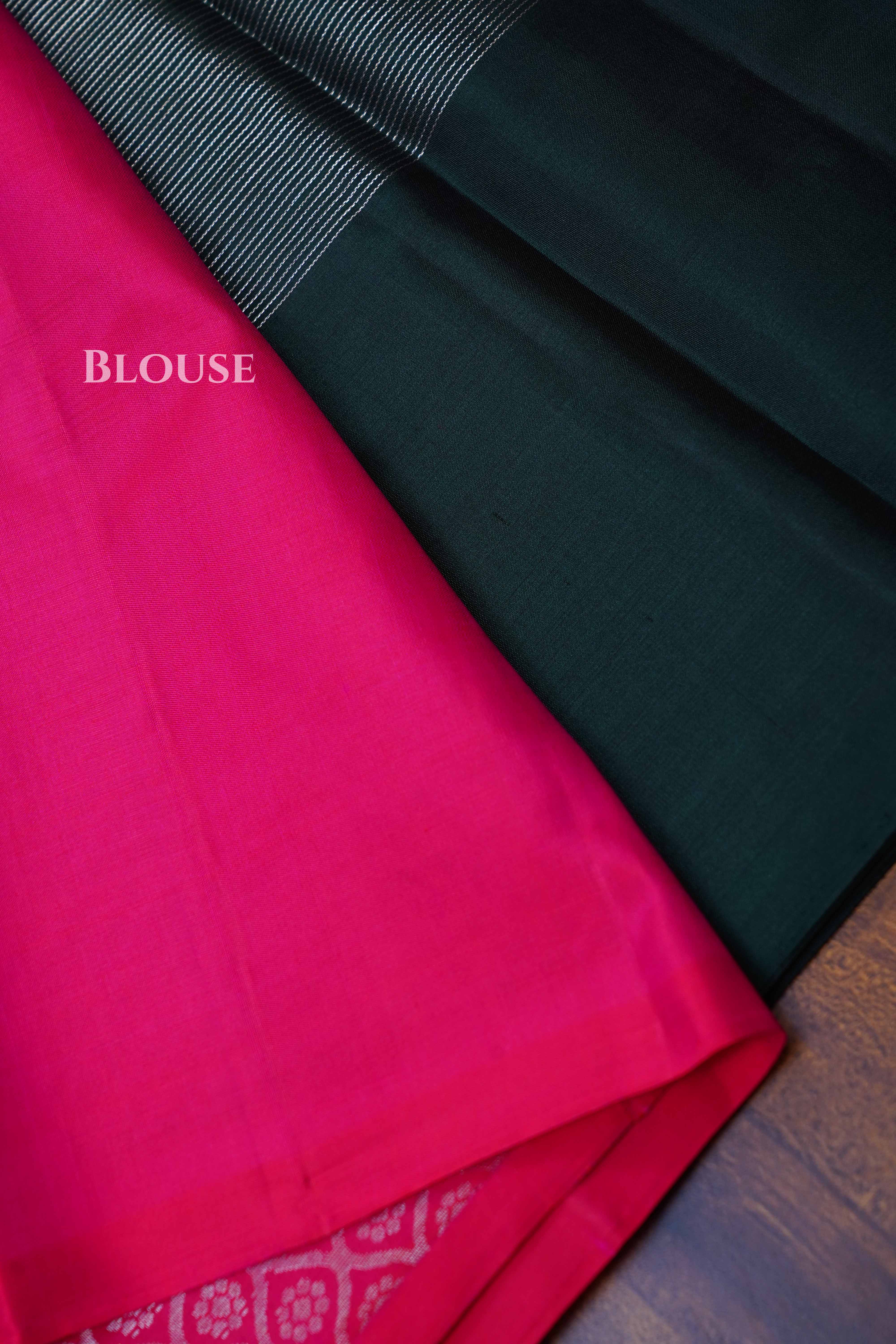 Dark Green With Pink Pure Kanchivaram Silk Saree