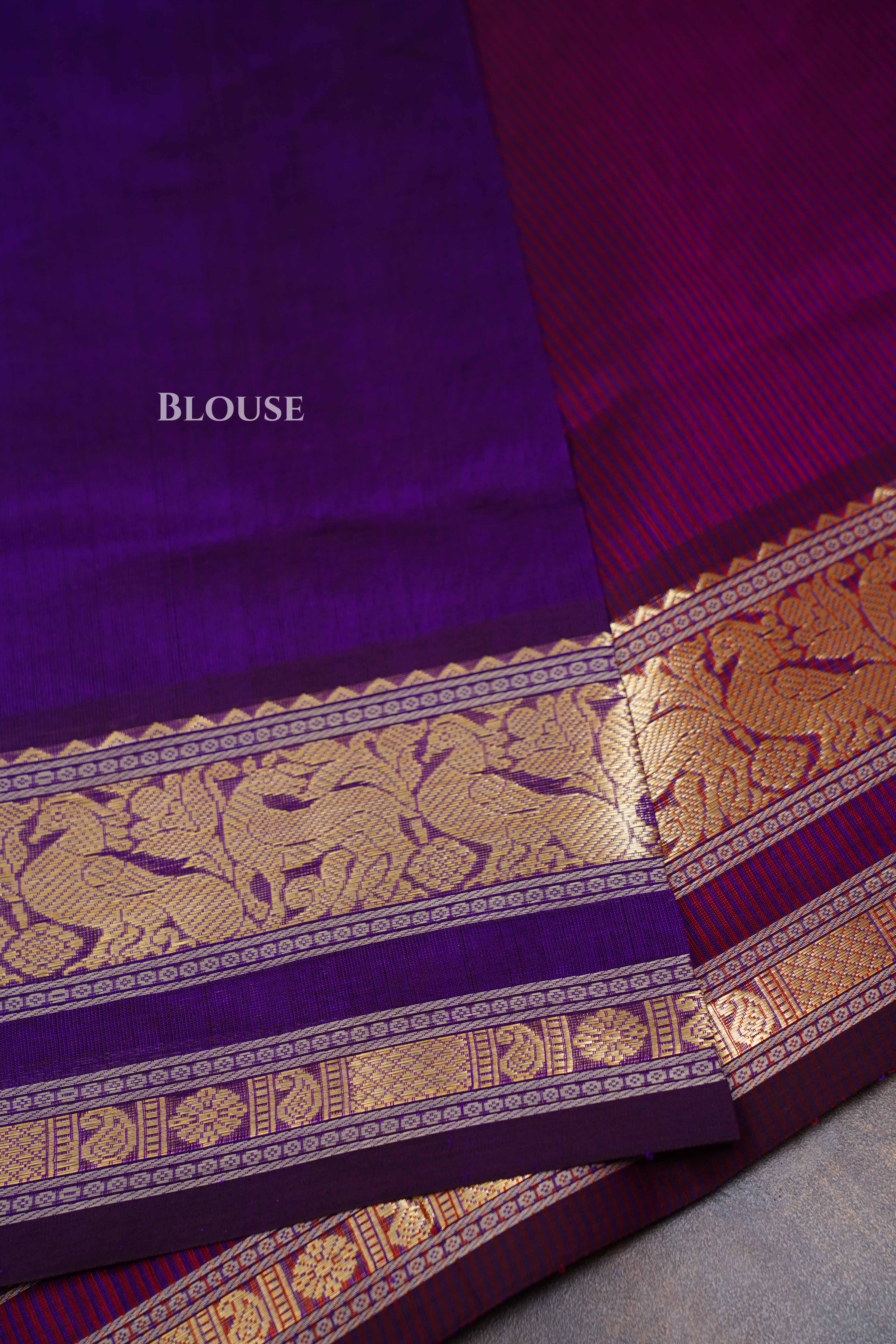 Plum Purple  Karaikudi Chettinad Silk Cotton Saree