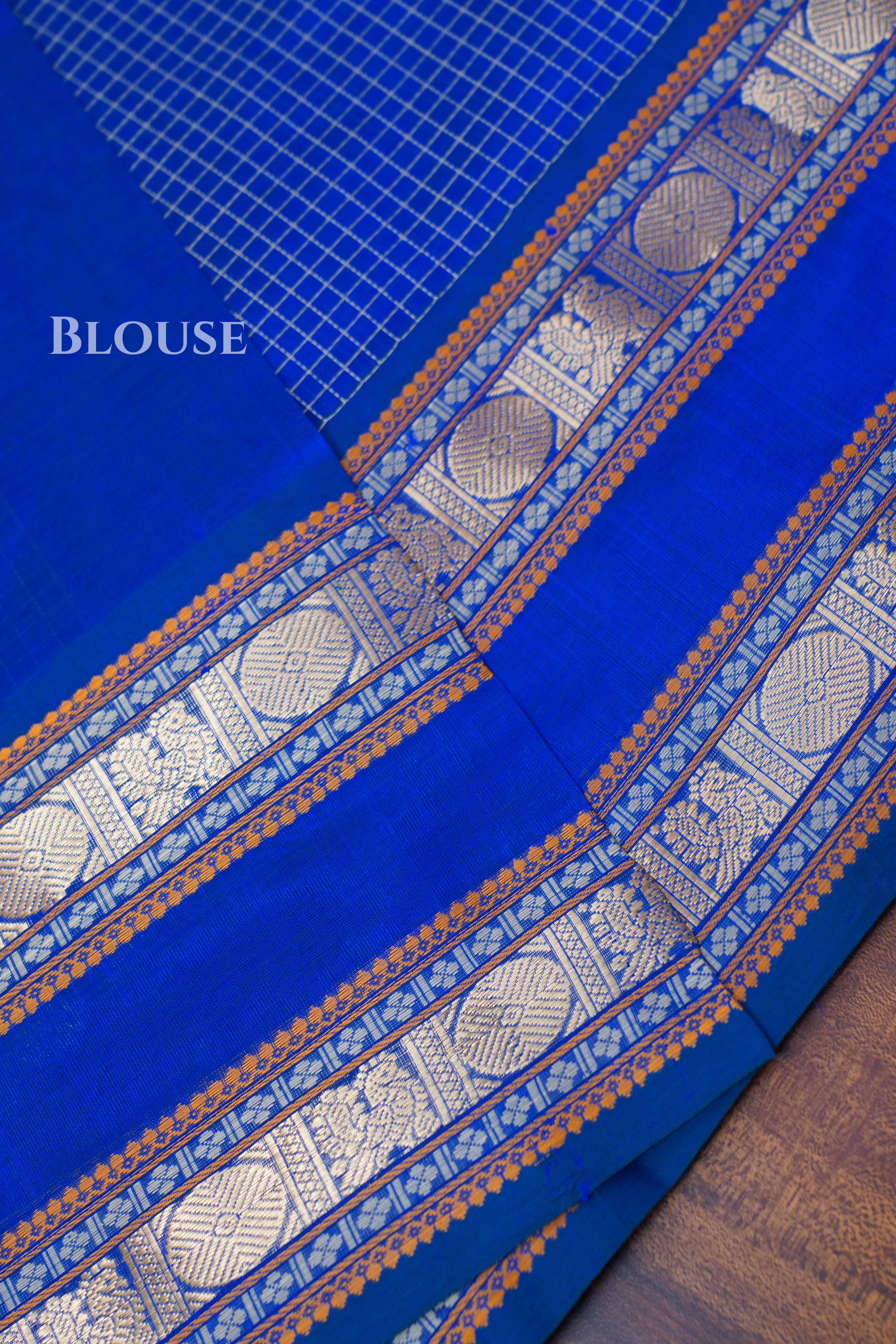 Royal Blue Karaikudi Chettinad Silk Cotton Saree