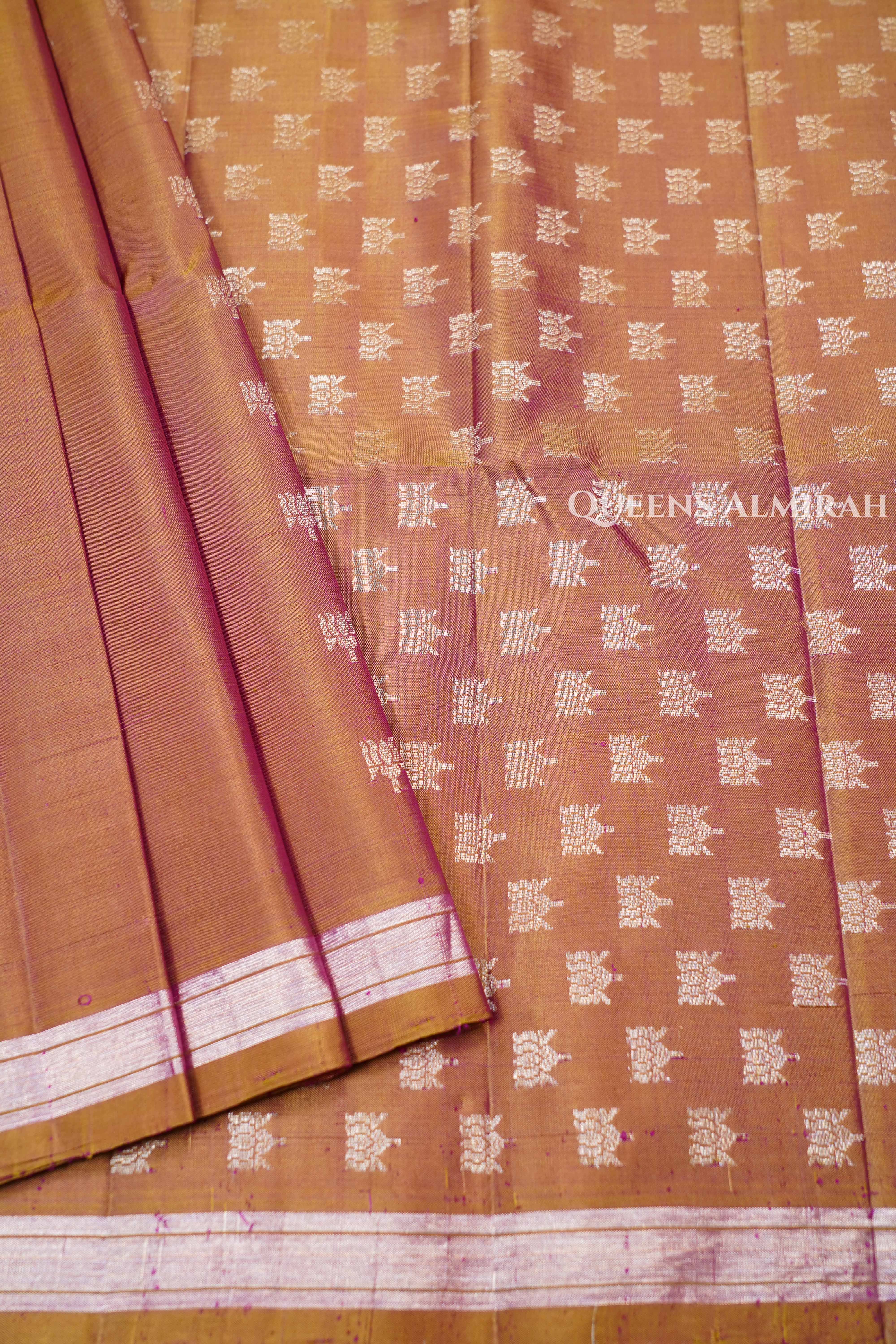 Peach Orange Pure Soft Silk Saree