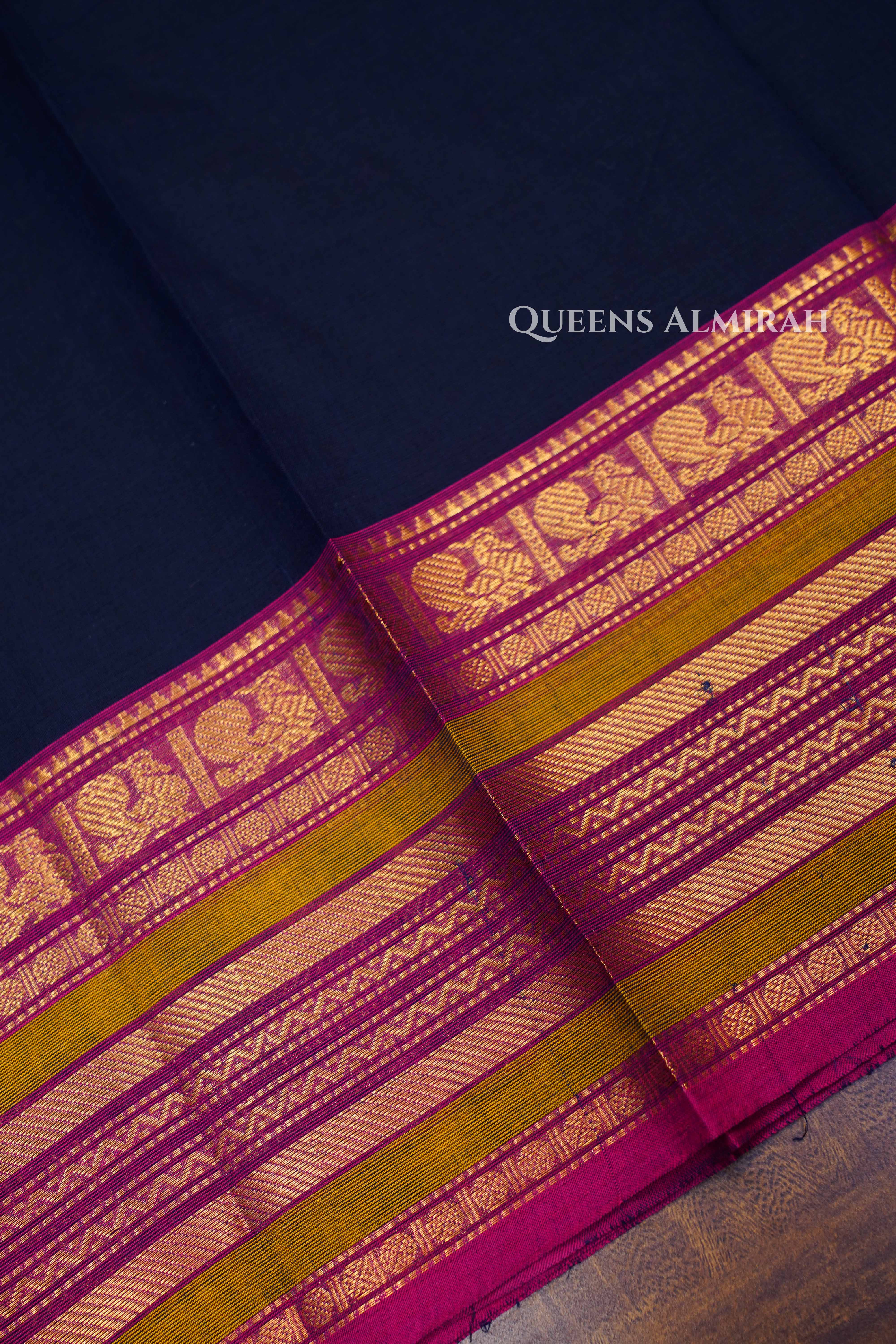 Navy Blue Kanchi Cotton Saree