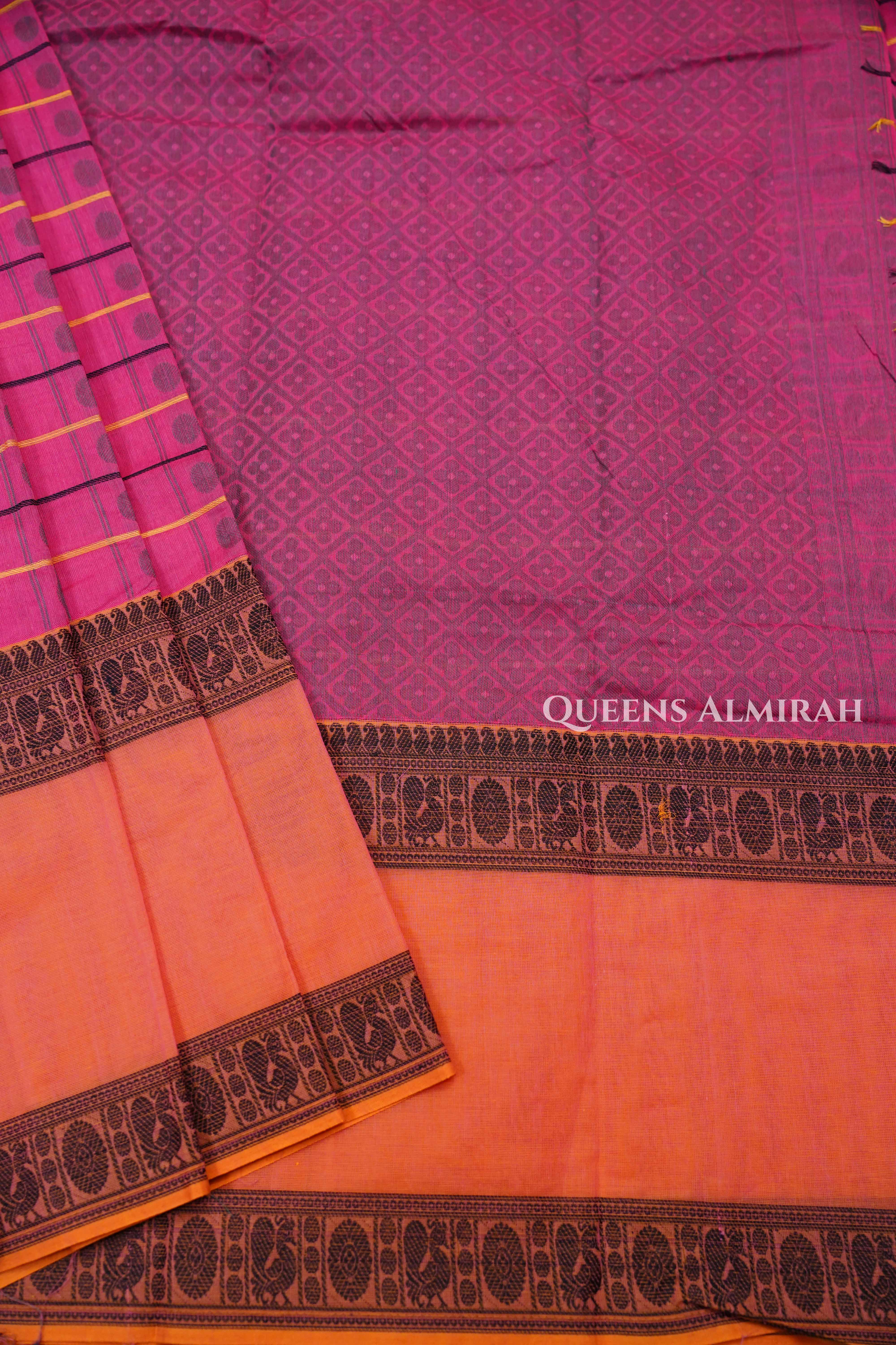 Deep Carmine Chettinad Cotton Saree