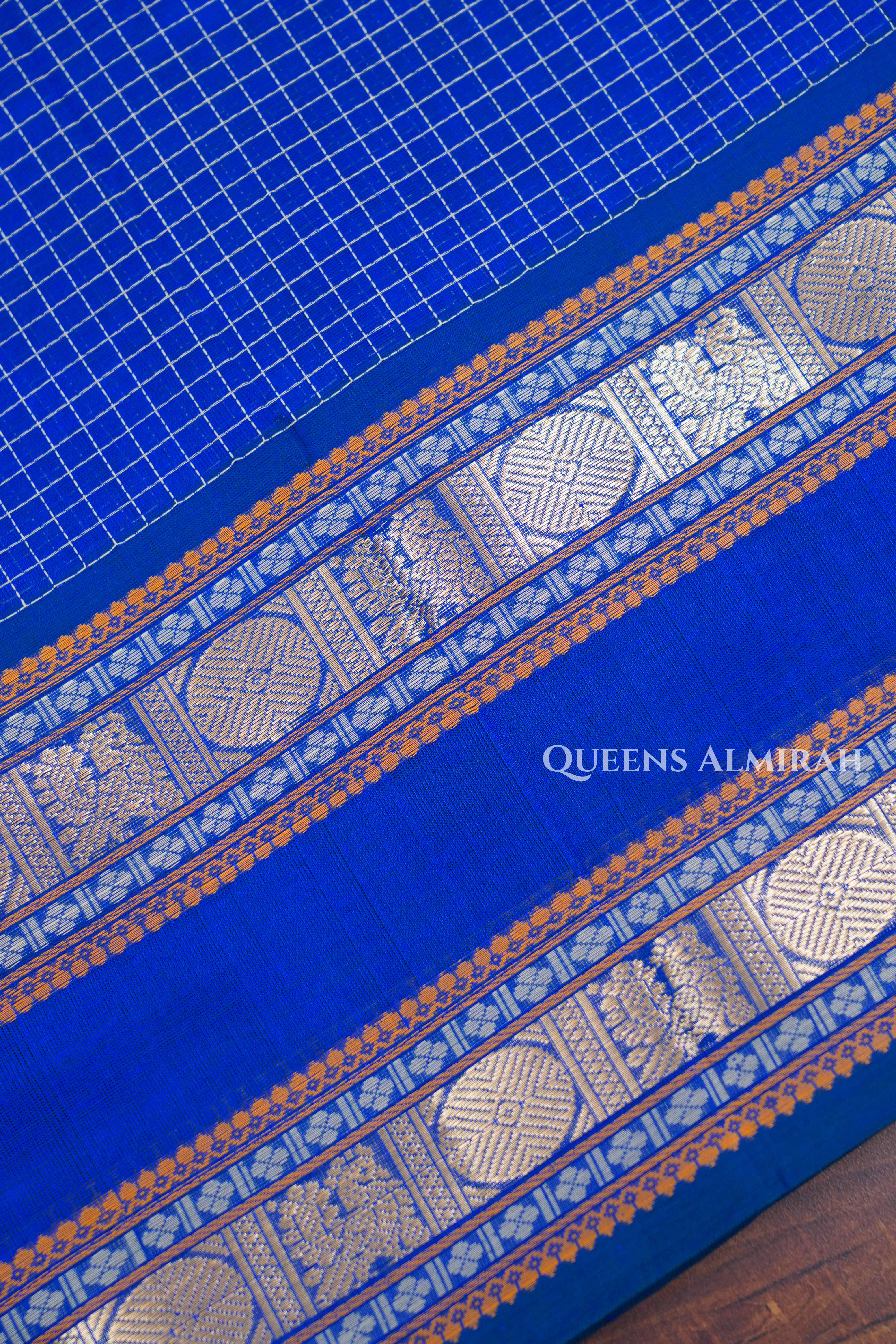 Royal Blue Karaikudi Chettinad Silk Cotton Saree