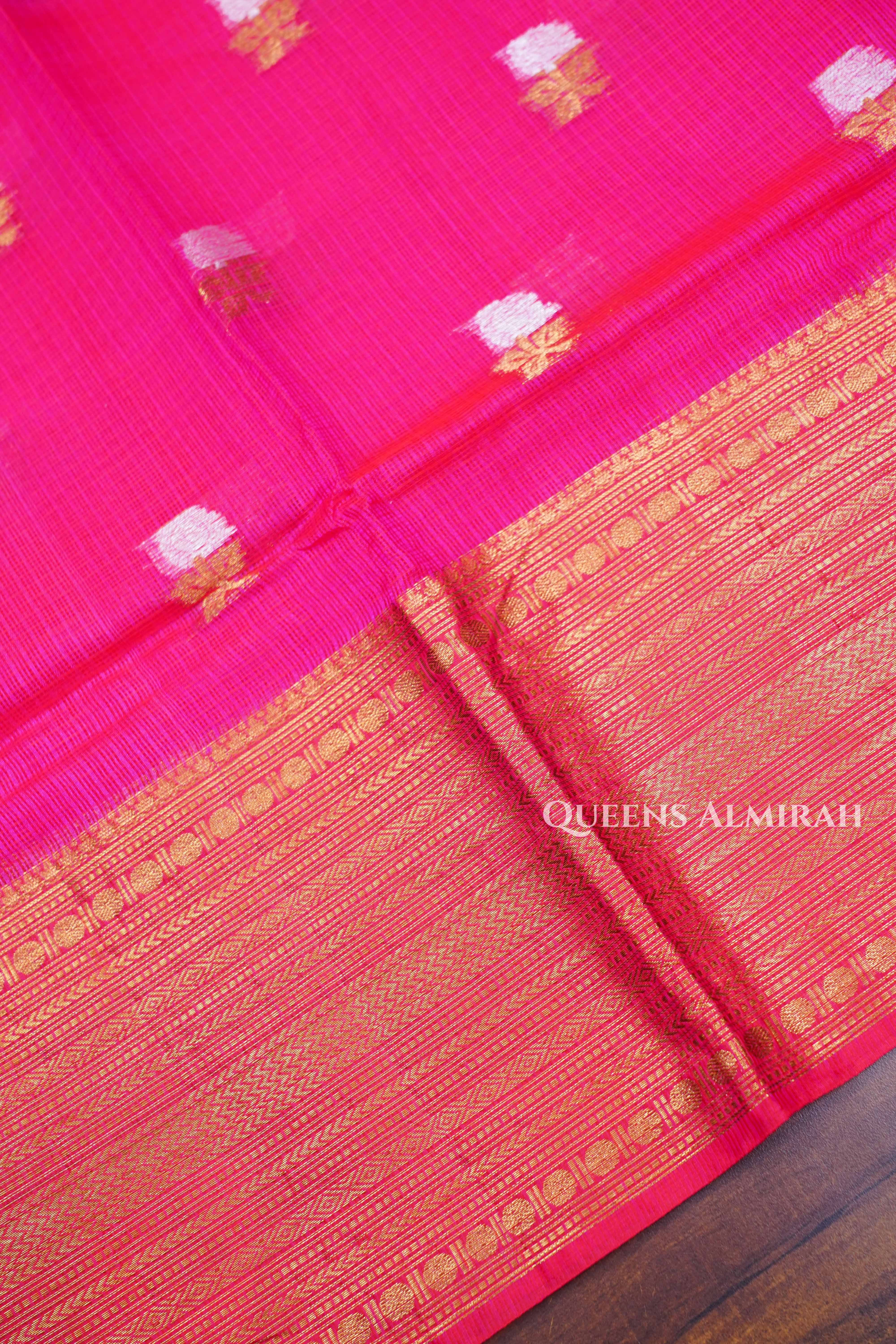 Magenta Pink Pure Kota Silk Saree