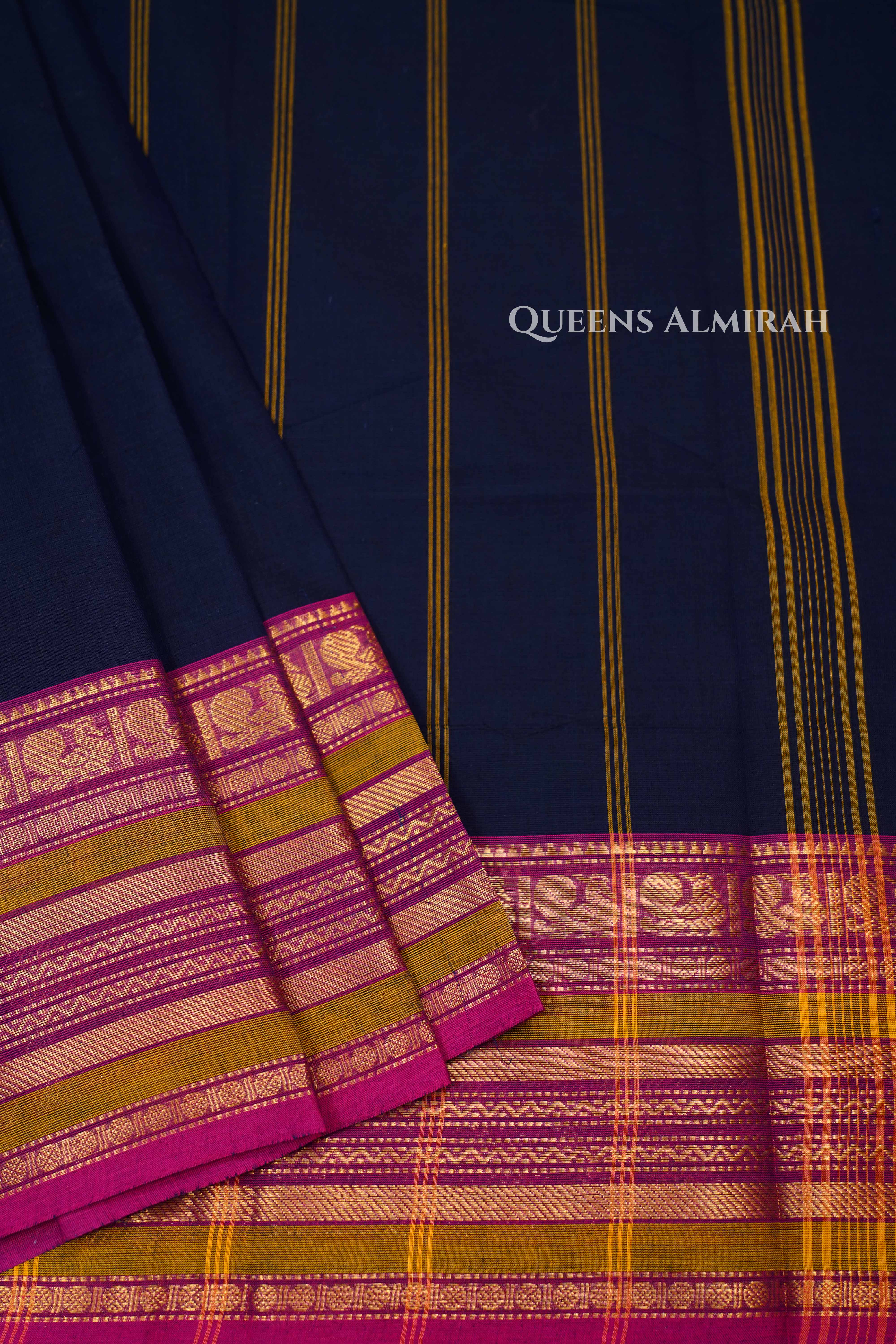 Navy Blue Kanchi Cotton Saree