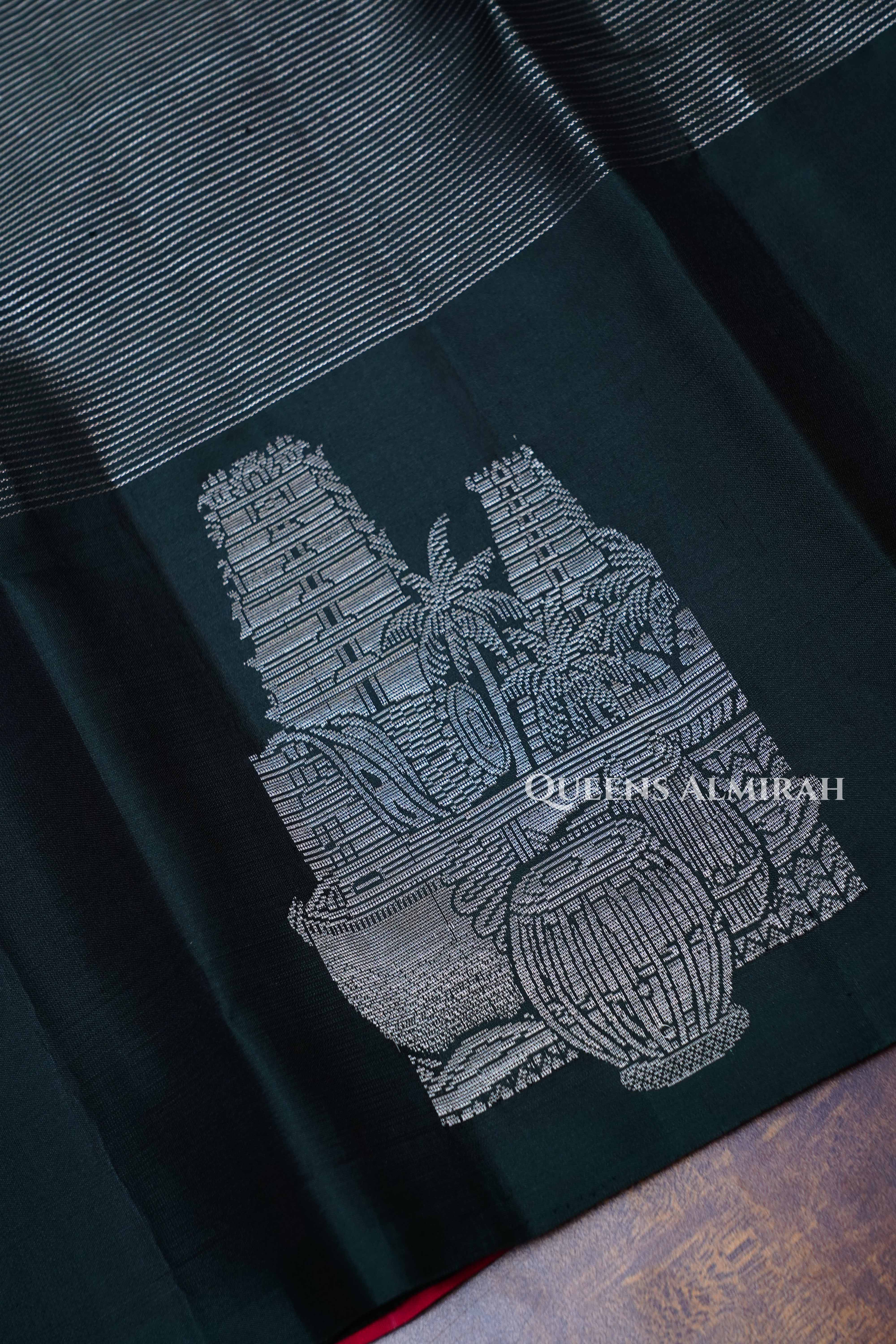 Dark Green With Pink Pure Kanchivaram Silk Saree