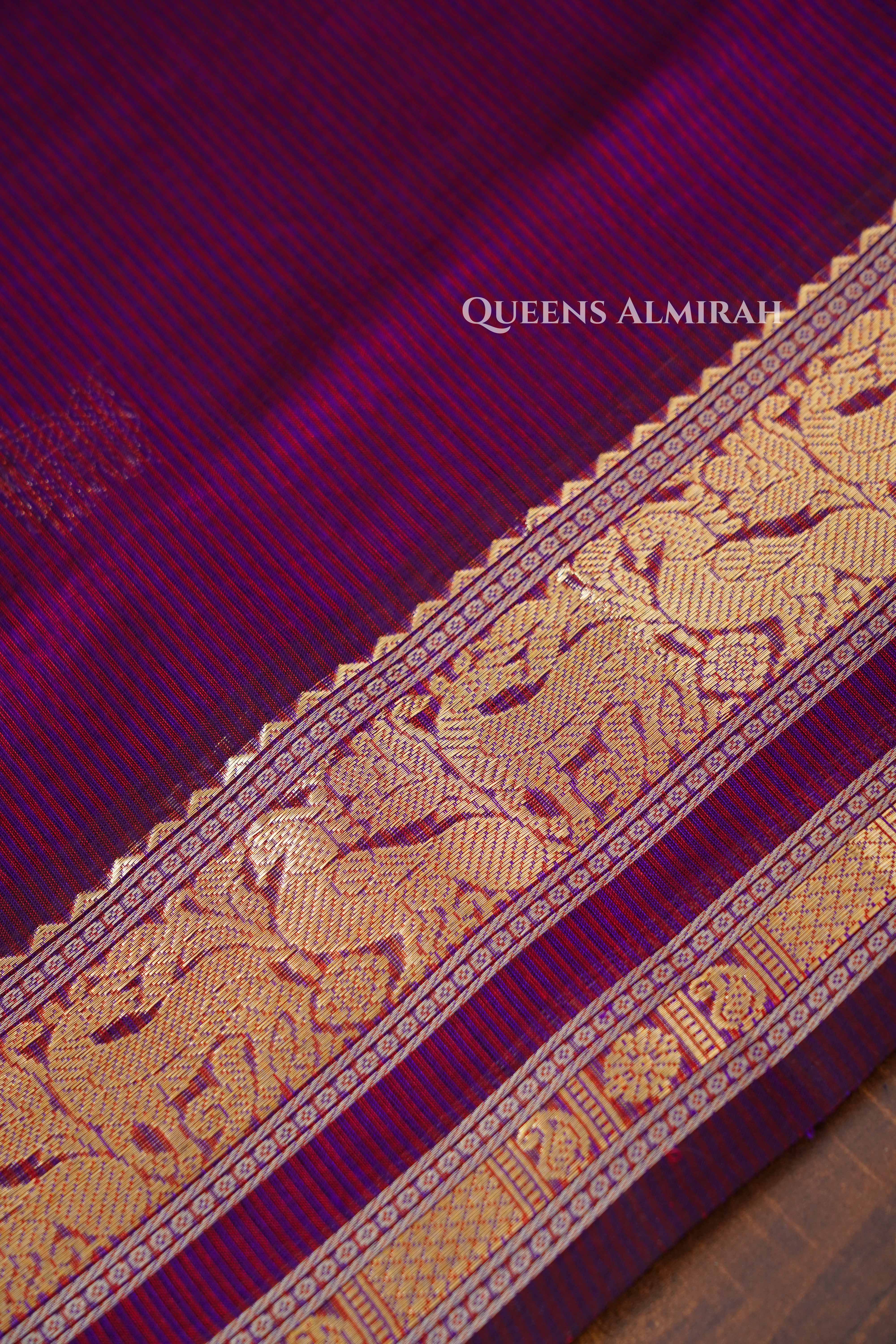 Plum Purple  Karaikudi Chettinad Silk Cotton Saree