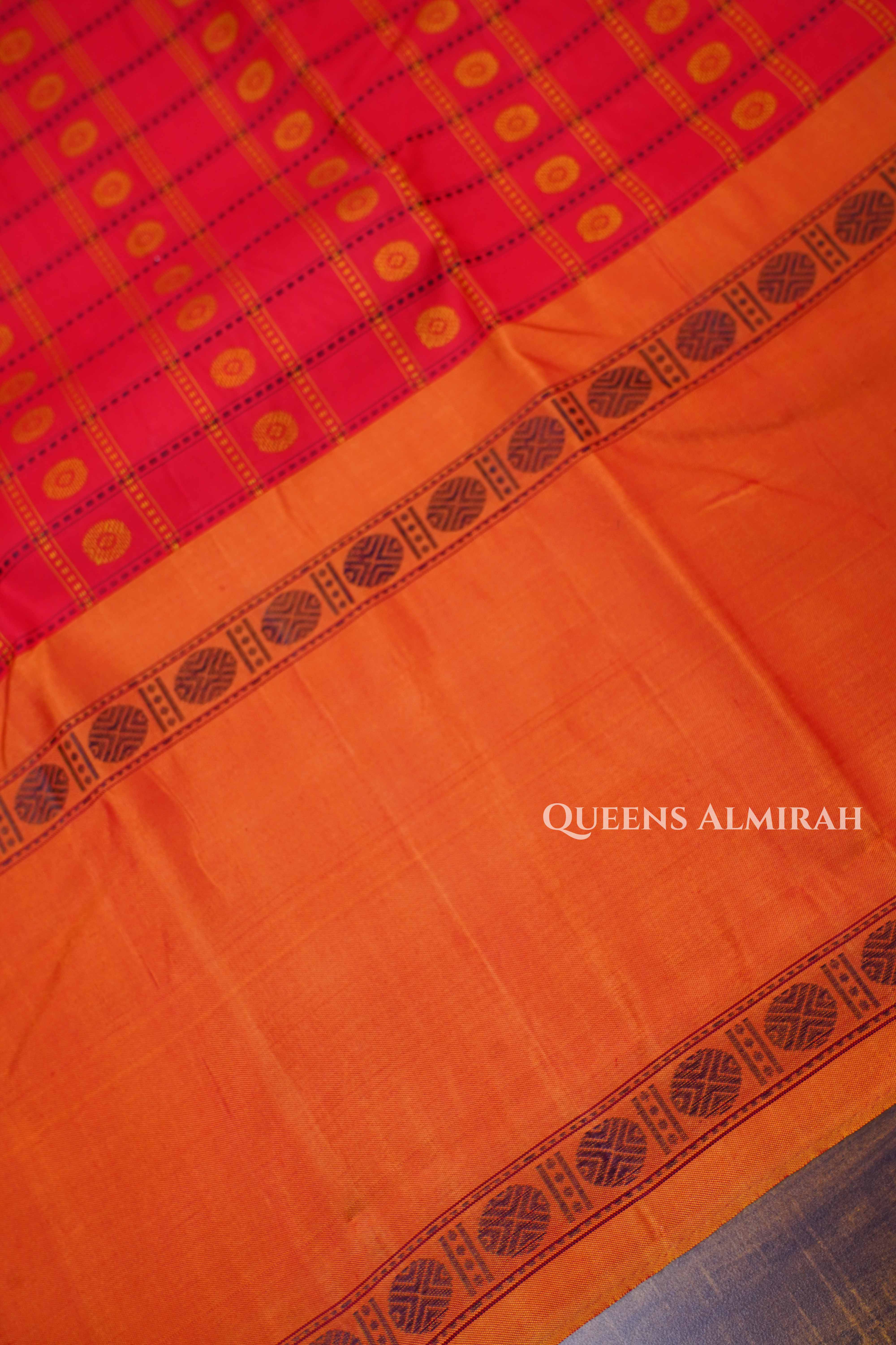 Tomato Red Pure Kanchivaram Silk Saree