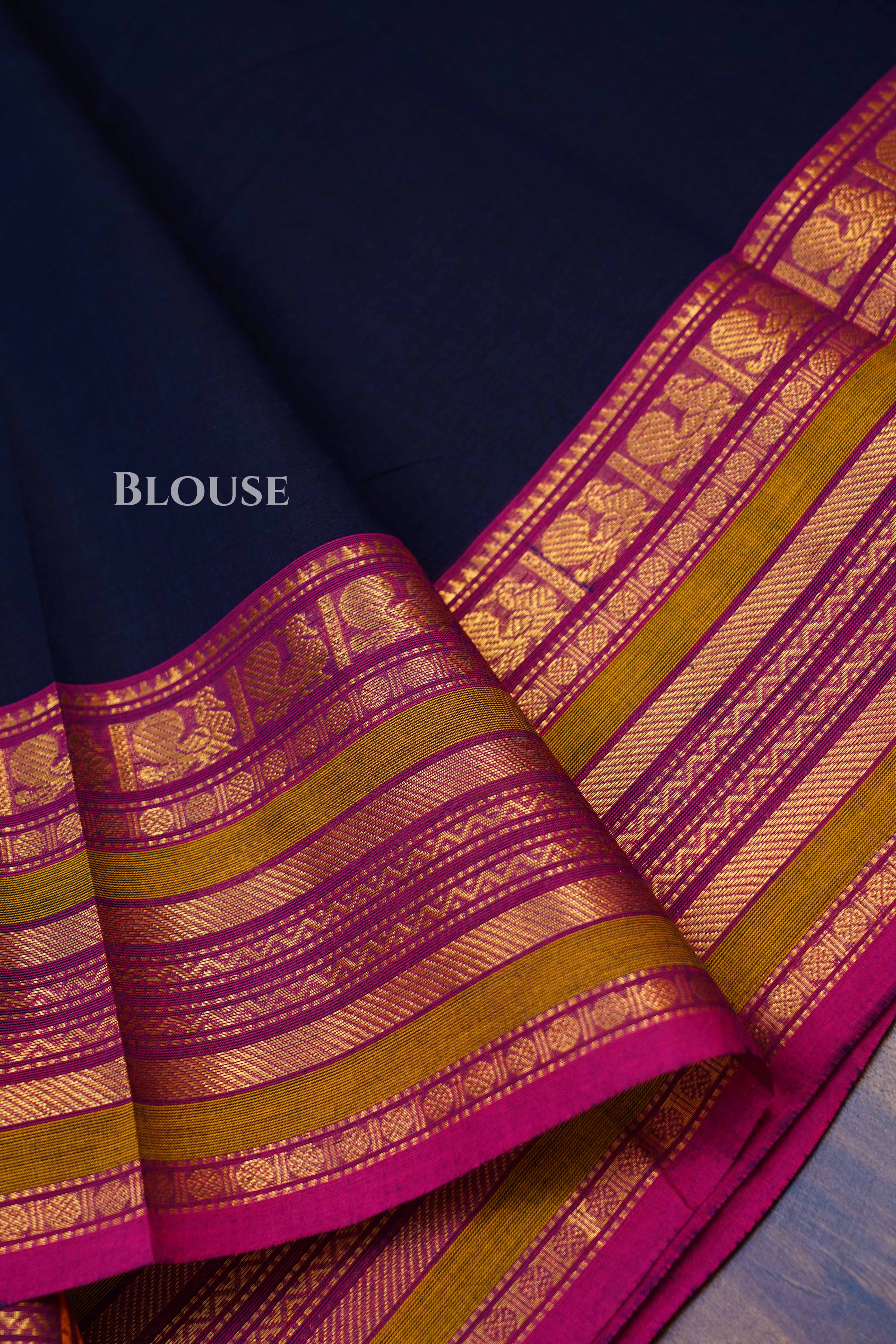 Navy Blue Kanchi Cotton Saree