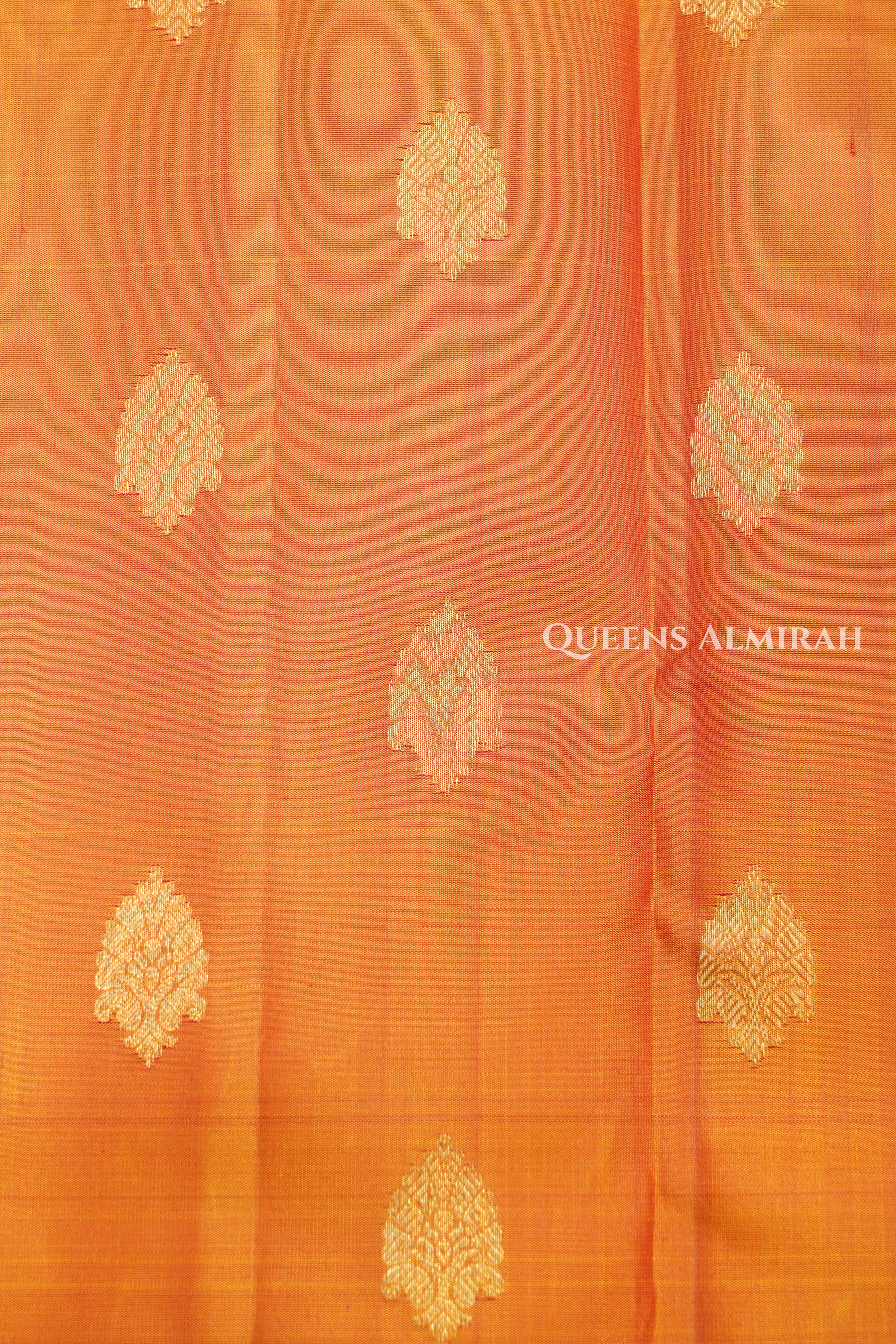 Orange With Purple Pure Kanchivaram Silk Saree
