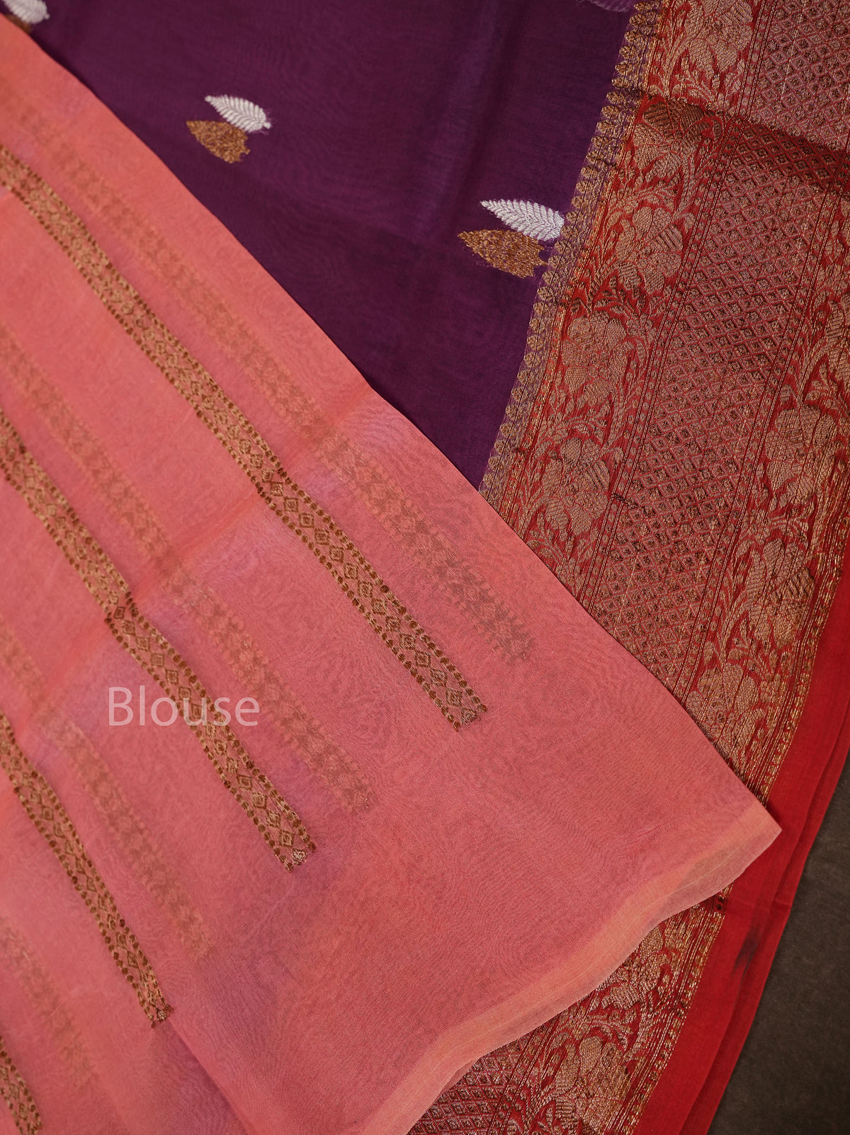 Purple With Red  Silk Organza saree