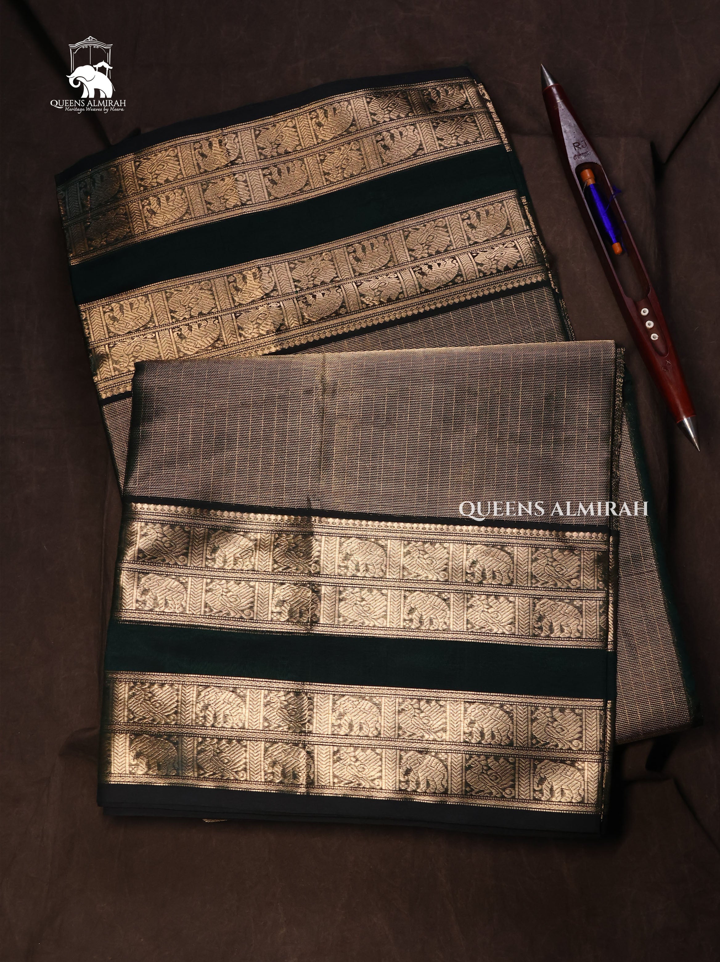 Golden With Green Chettinad Silk Cotton Saree