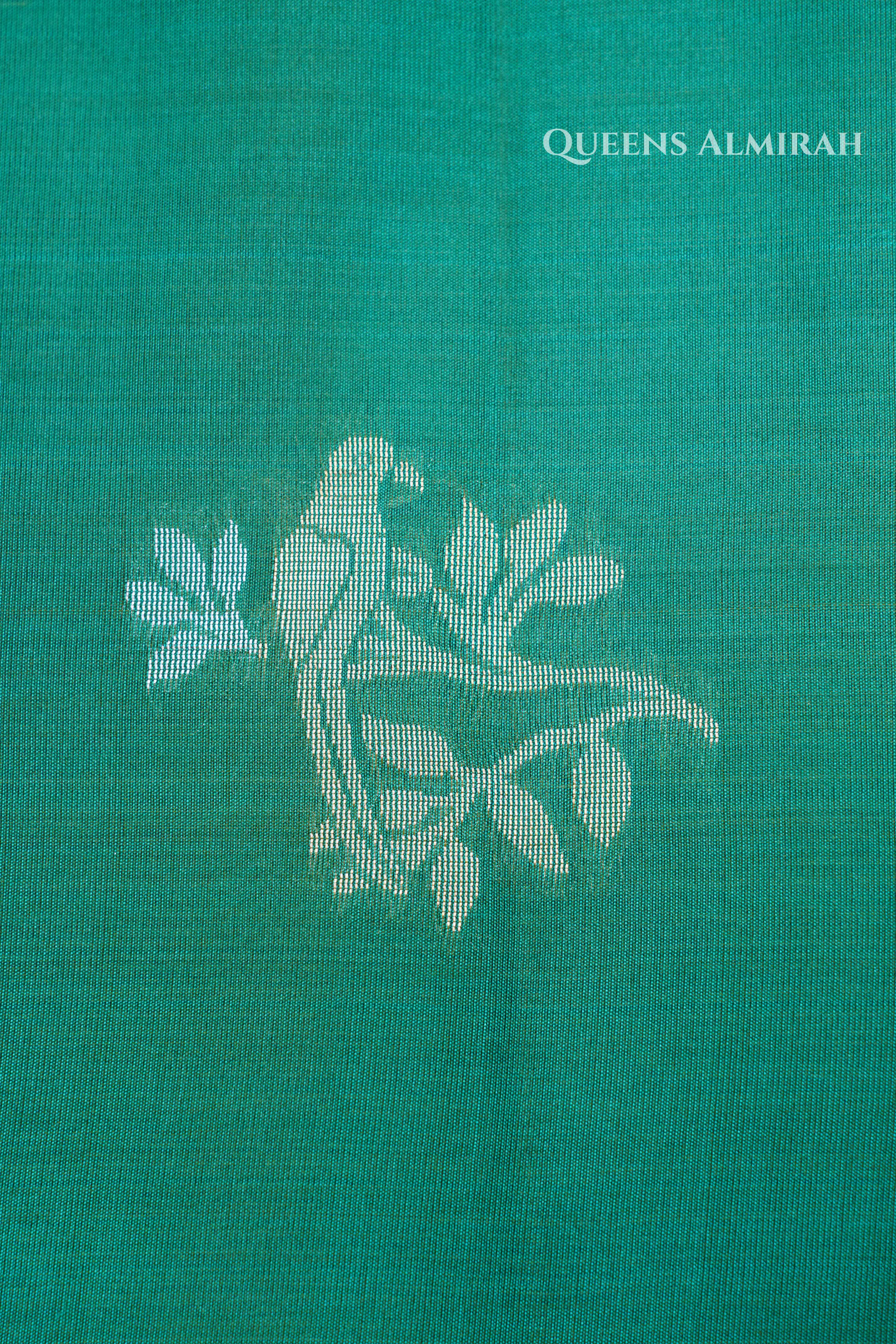Sea Green Pure Kora Soft Silk Saree