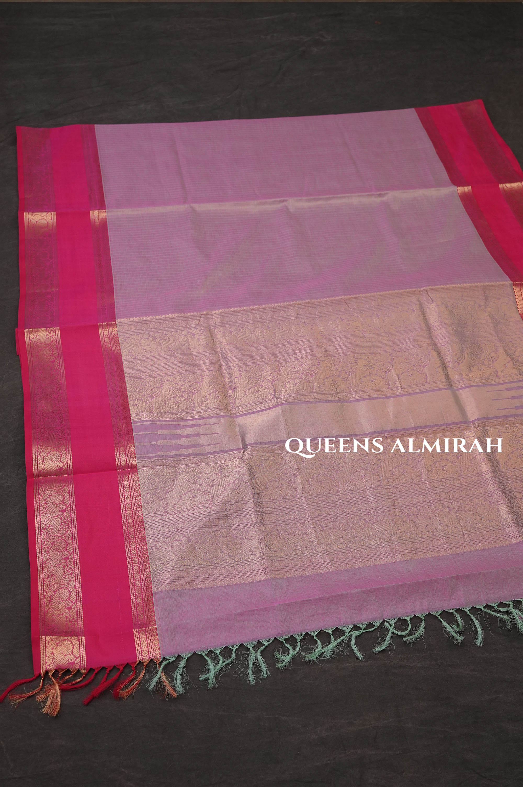 Baby Pink With Rani Pink Payadi Chettinad Silk Cotton Saree