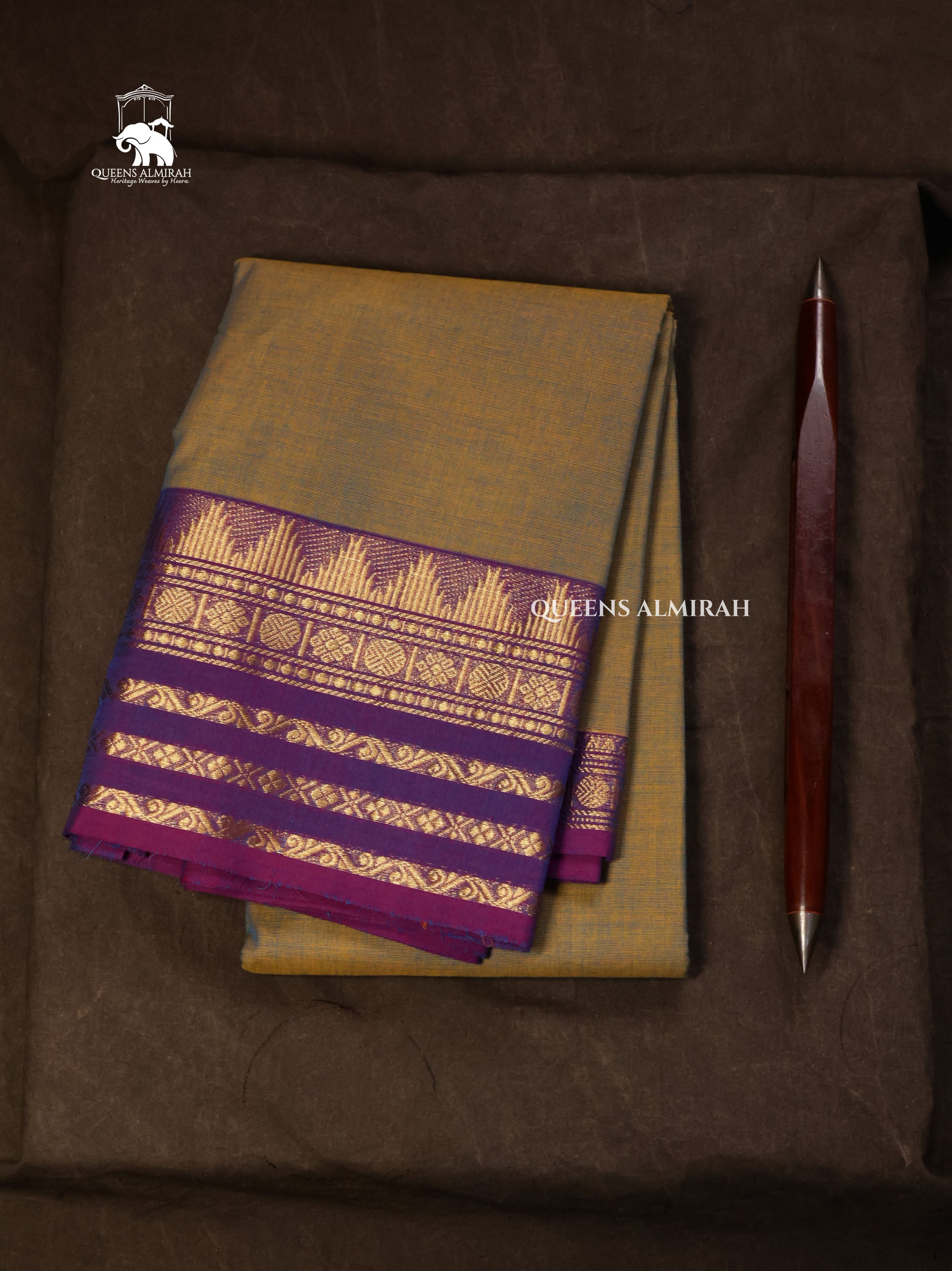 Grey With Purple Kanchi Cotton Saree