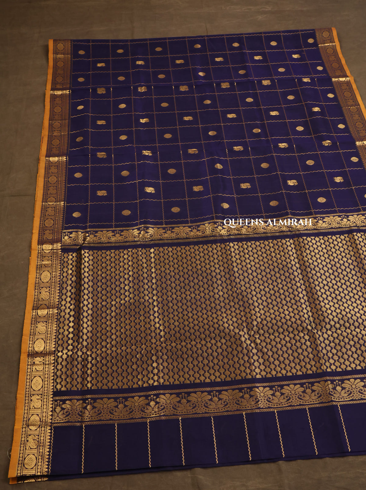 Navy Blue Pure Silk Cotton Saree