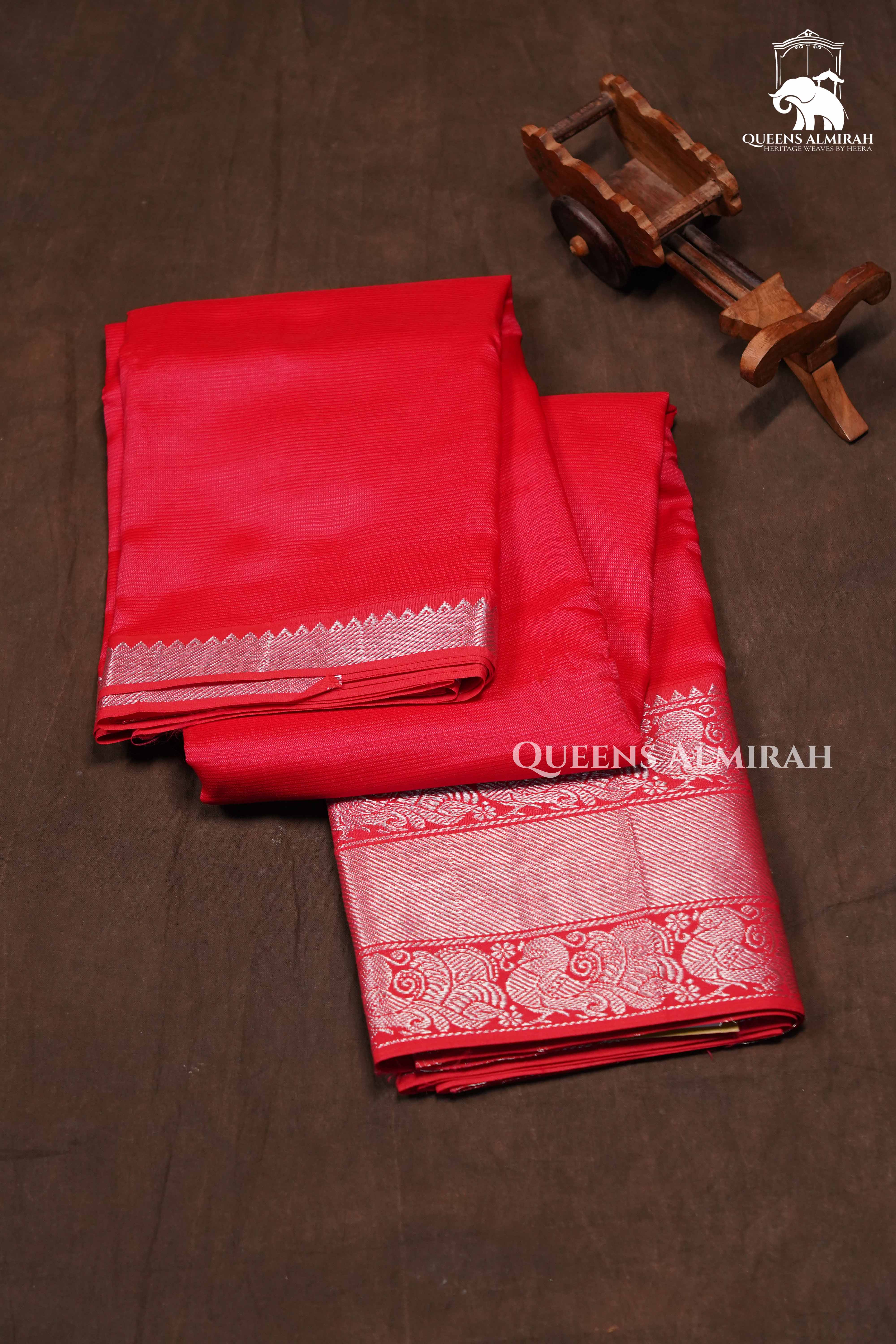 Red Mangalgiri Saree
