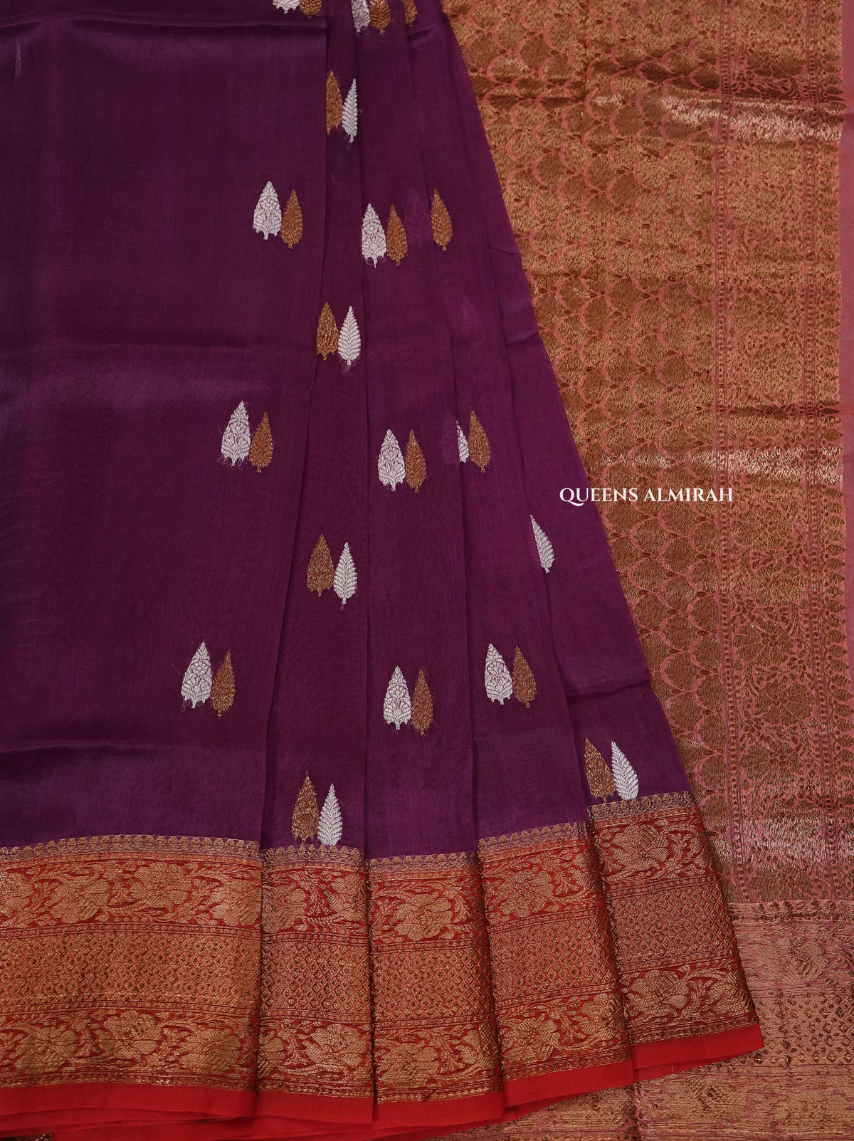 Purple With Red  Silk Organza saree