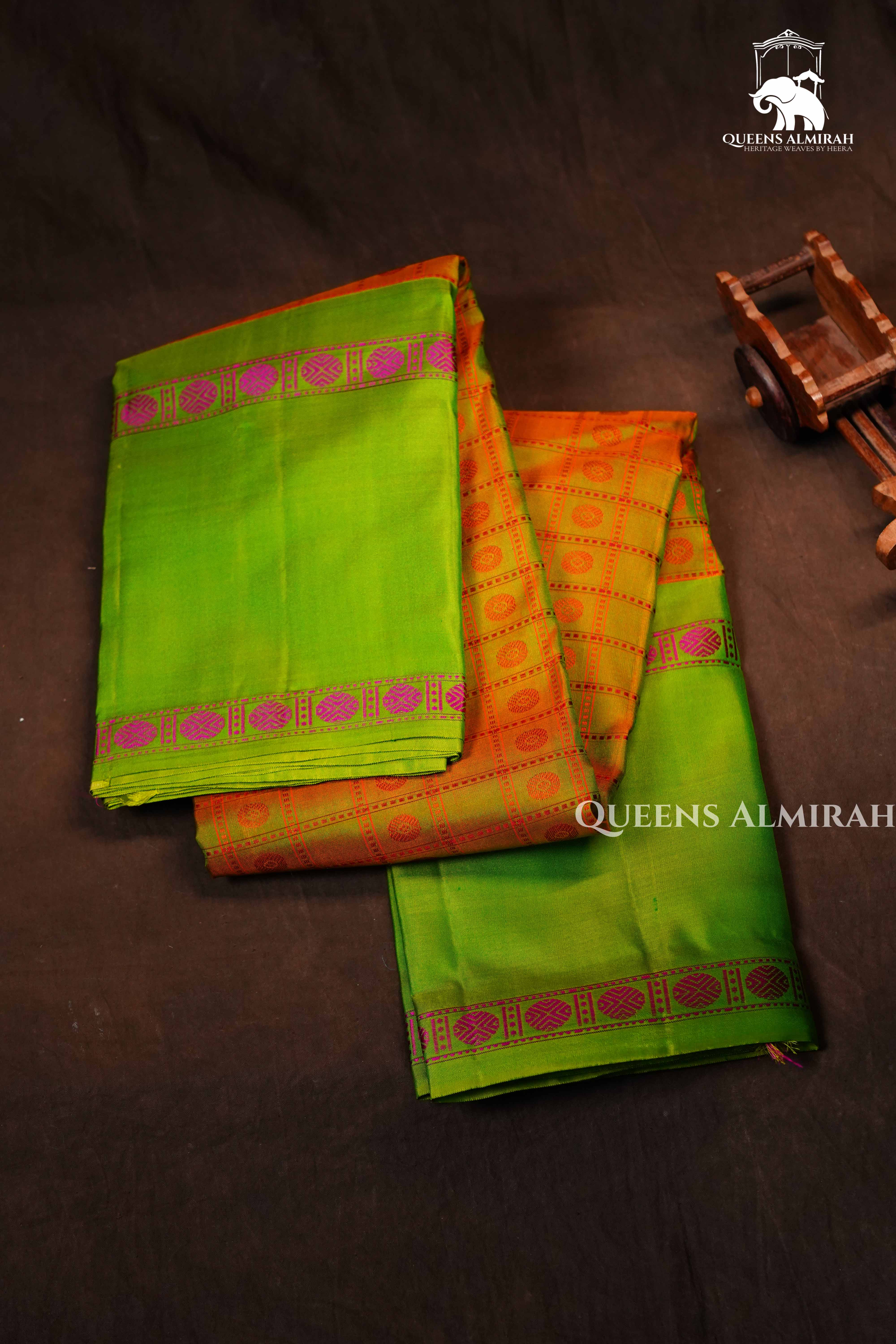 Mahandhi Green With Green Pure Kanchivaram Silk Saree