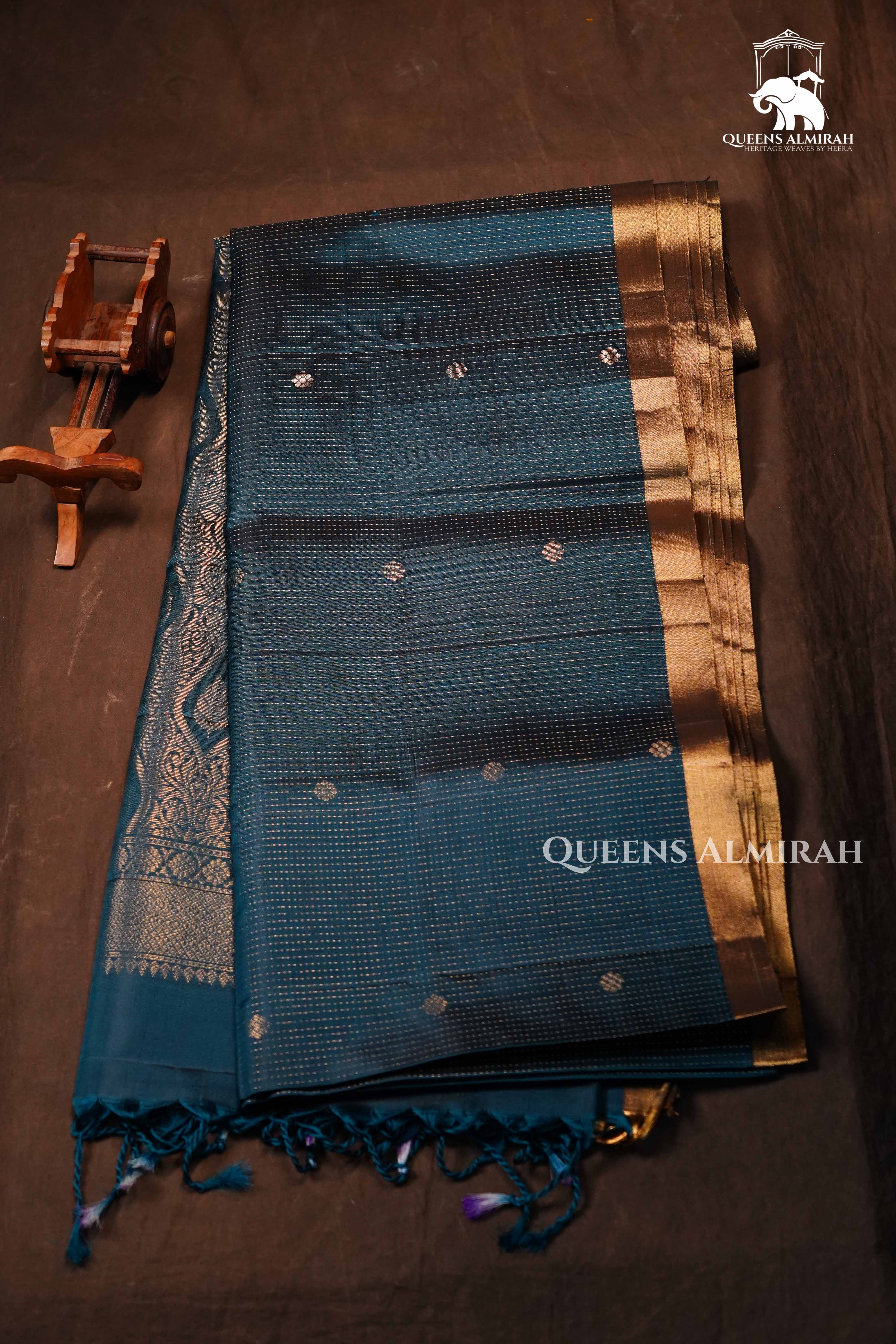 Steel Blue Vairaoosi Pure Soft Silk Saree