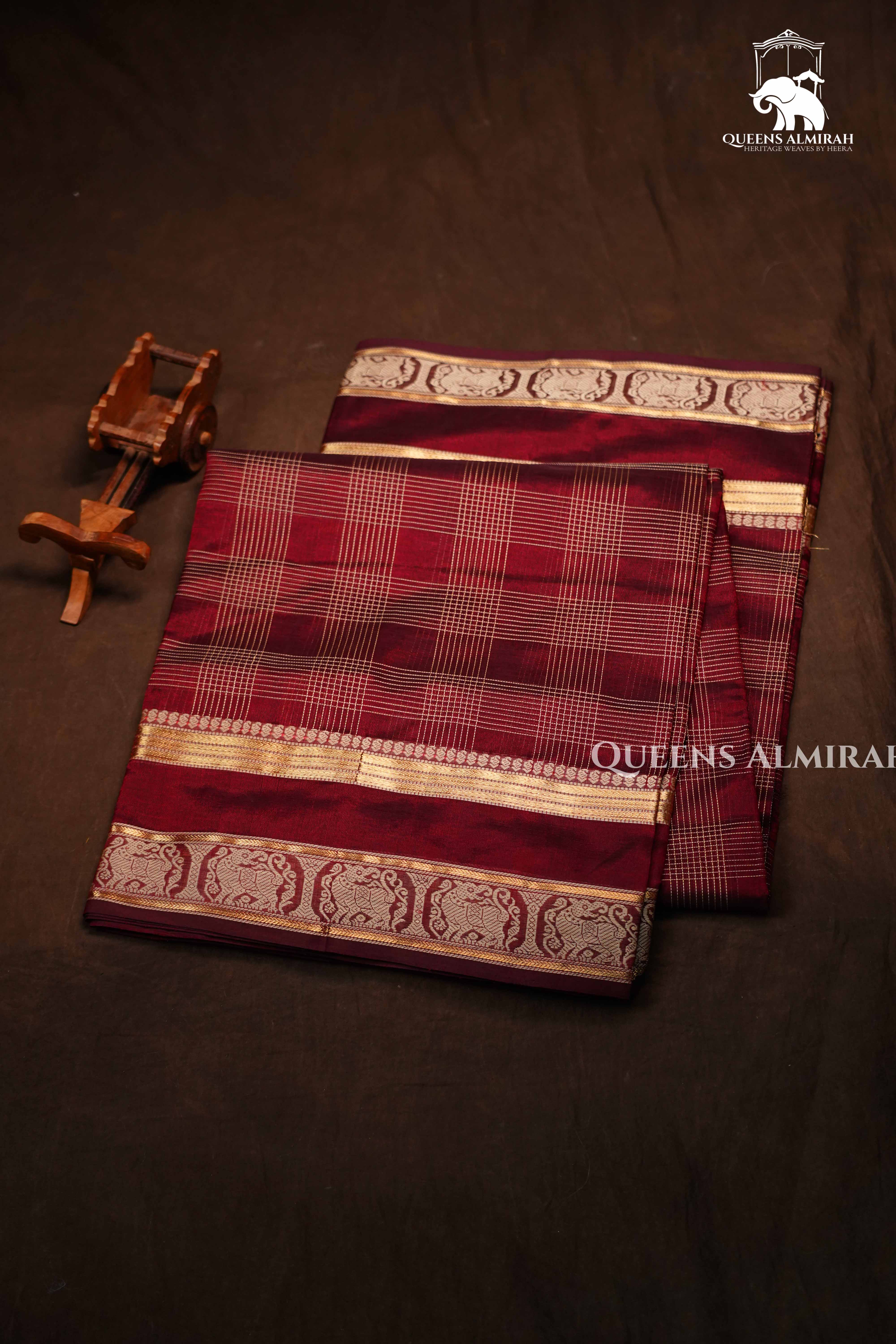 Burgundy -Karaikudi Chettinad Silk Cotton Saree