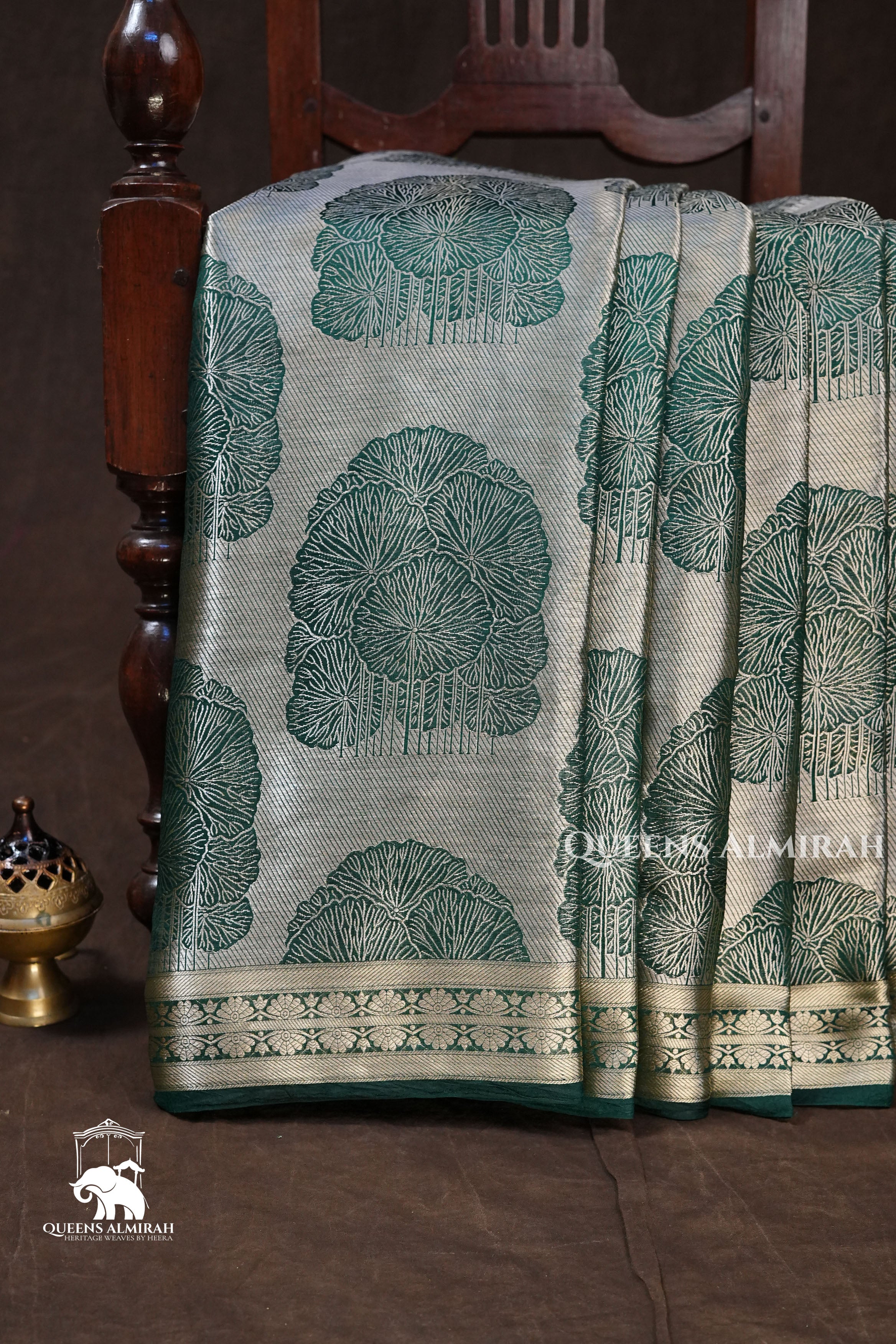Dark Green Banarasi Silk Saree