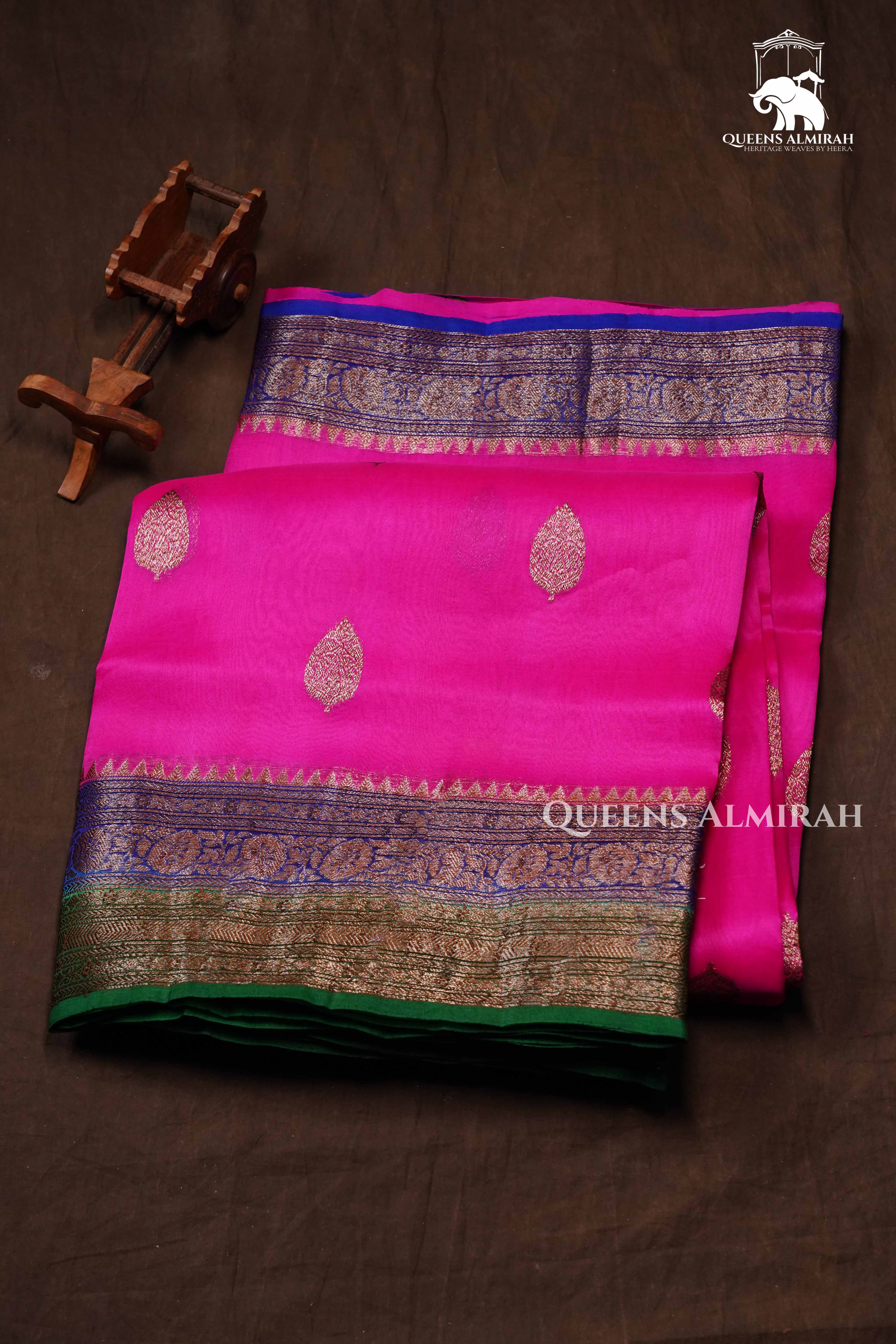 Pink Banarasi Organza saree