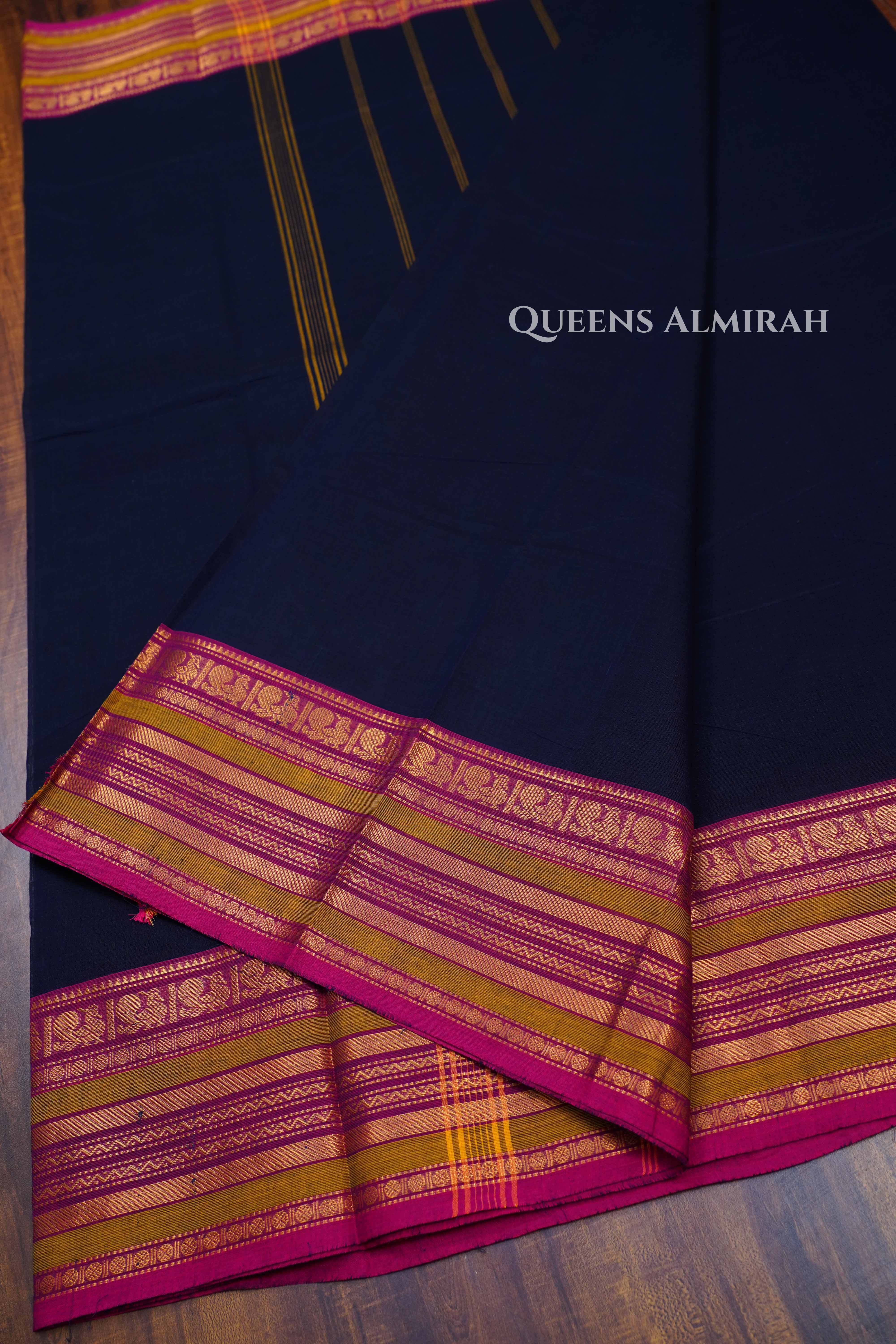 Navy Blue Kanchi Cotton Saree