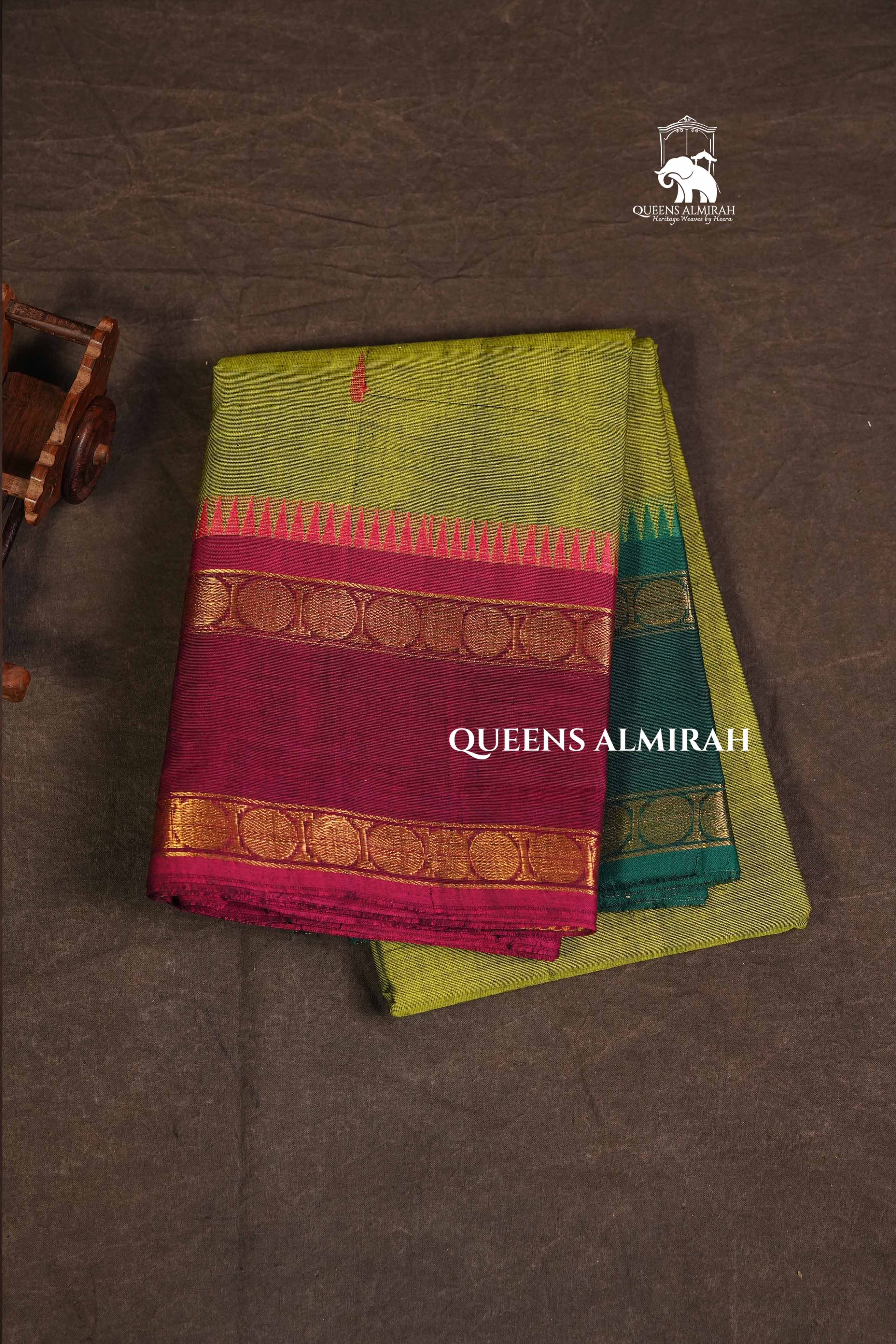 Green Ganga Jamuna Border Kanchi Cotton Saree