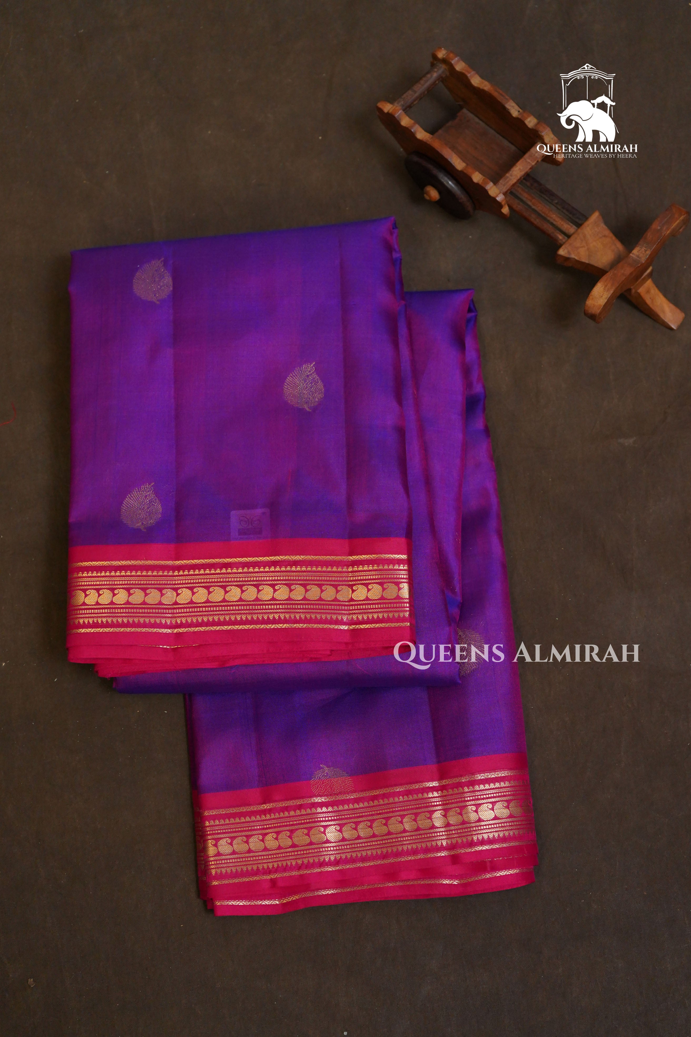 Purple With Pink Pure Kanchivaram Silk Saree
