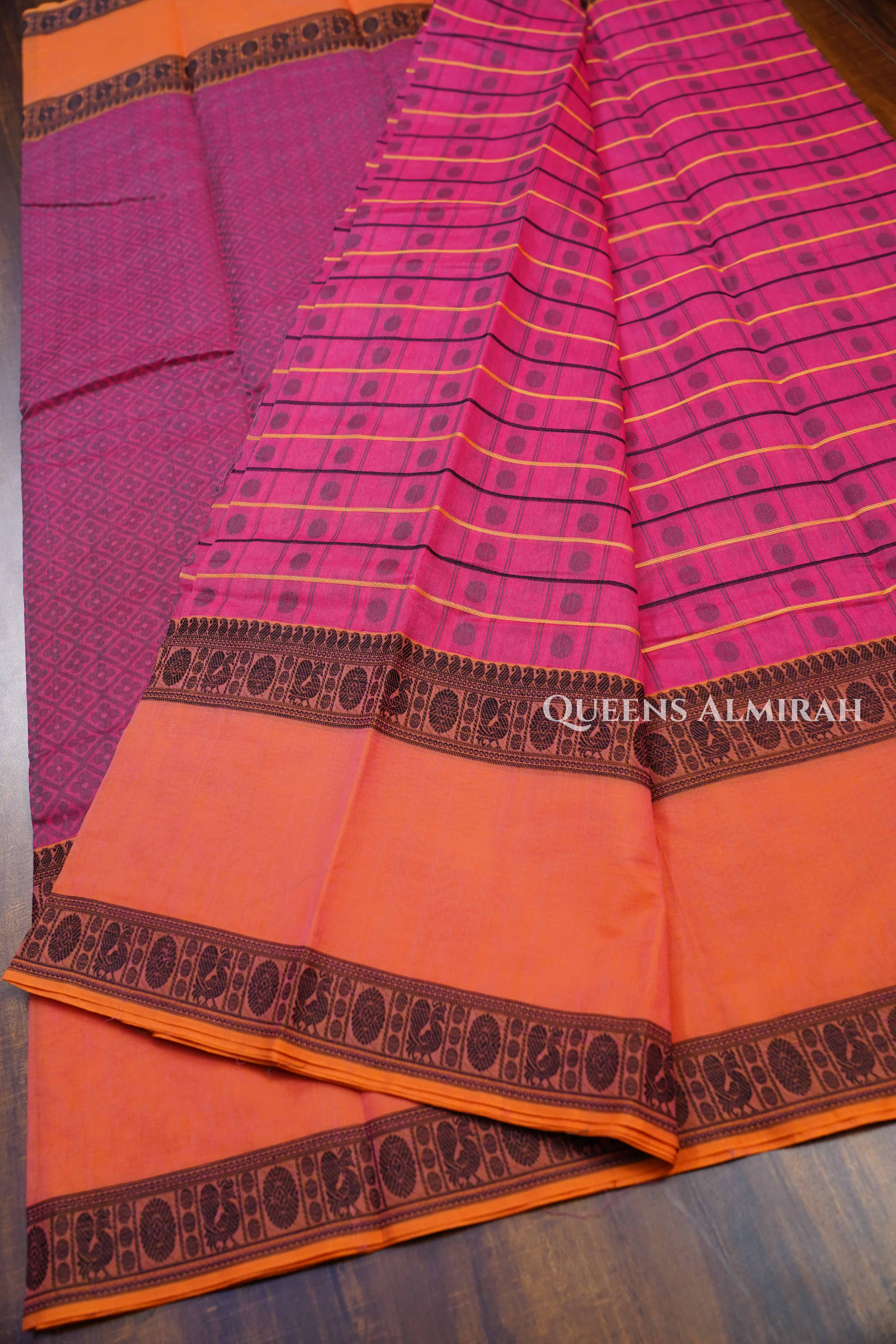 Deep Carmine Chettinad Cotton Saree